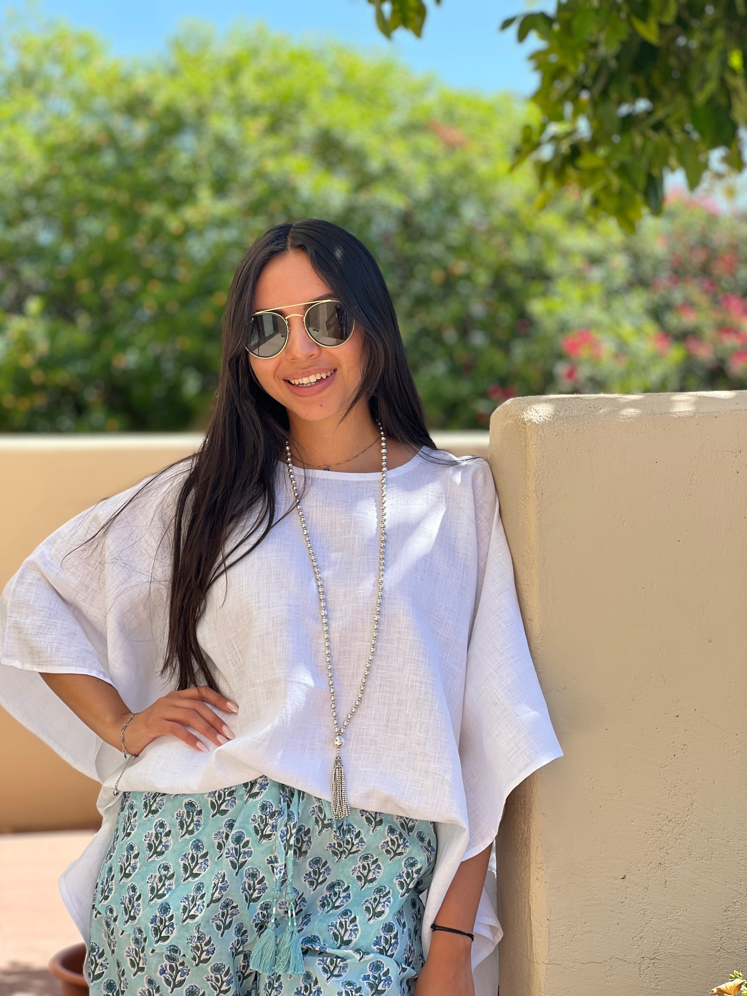 White Linen Poncho