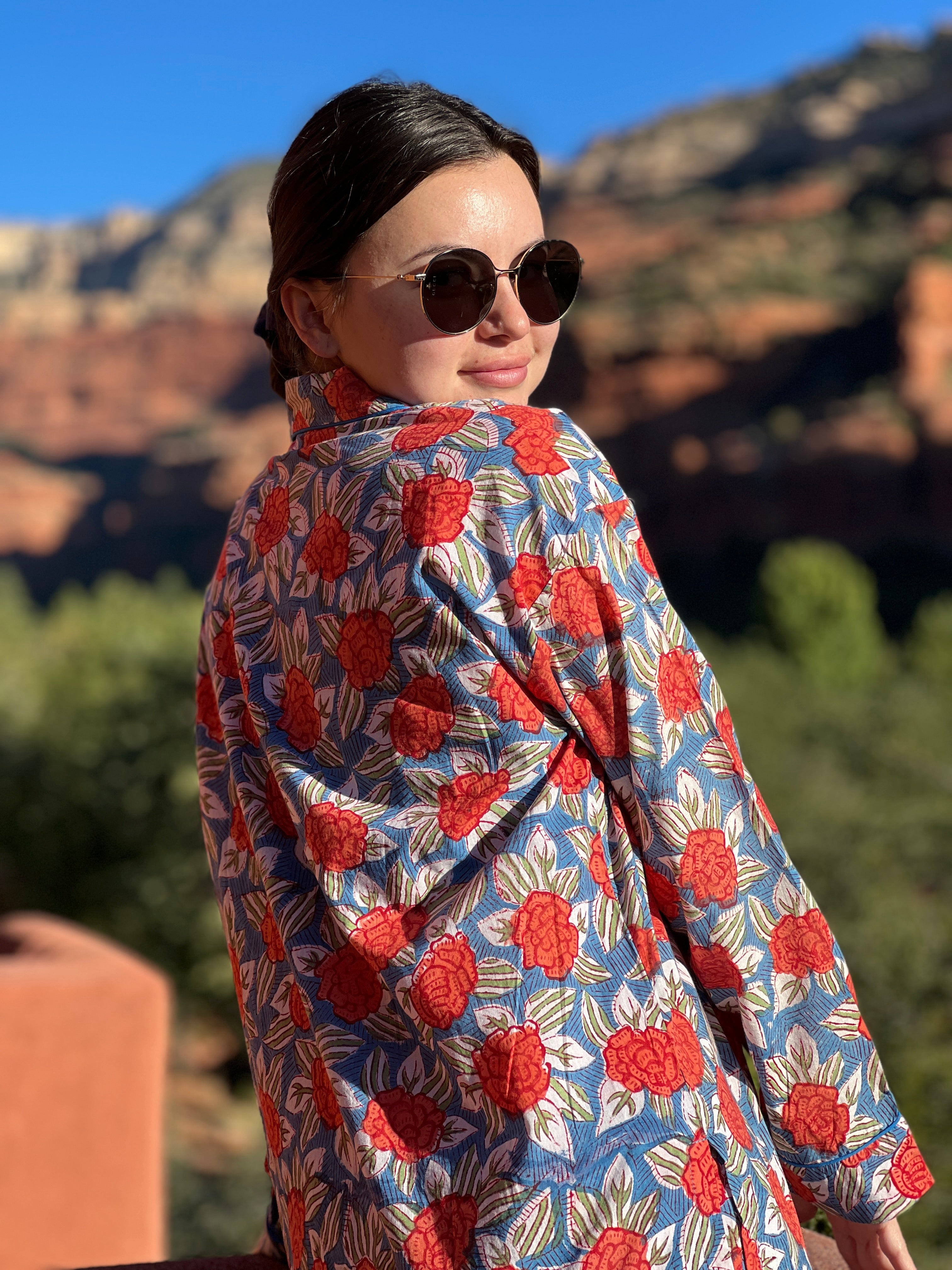 Marie Floral Cotton Pajama Long Sleeves