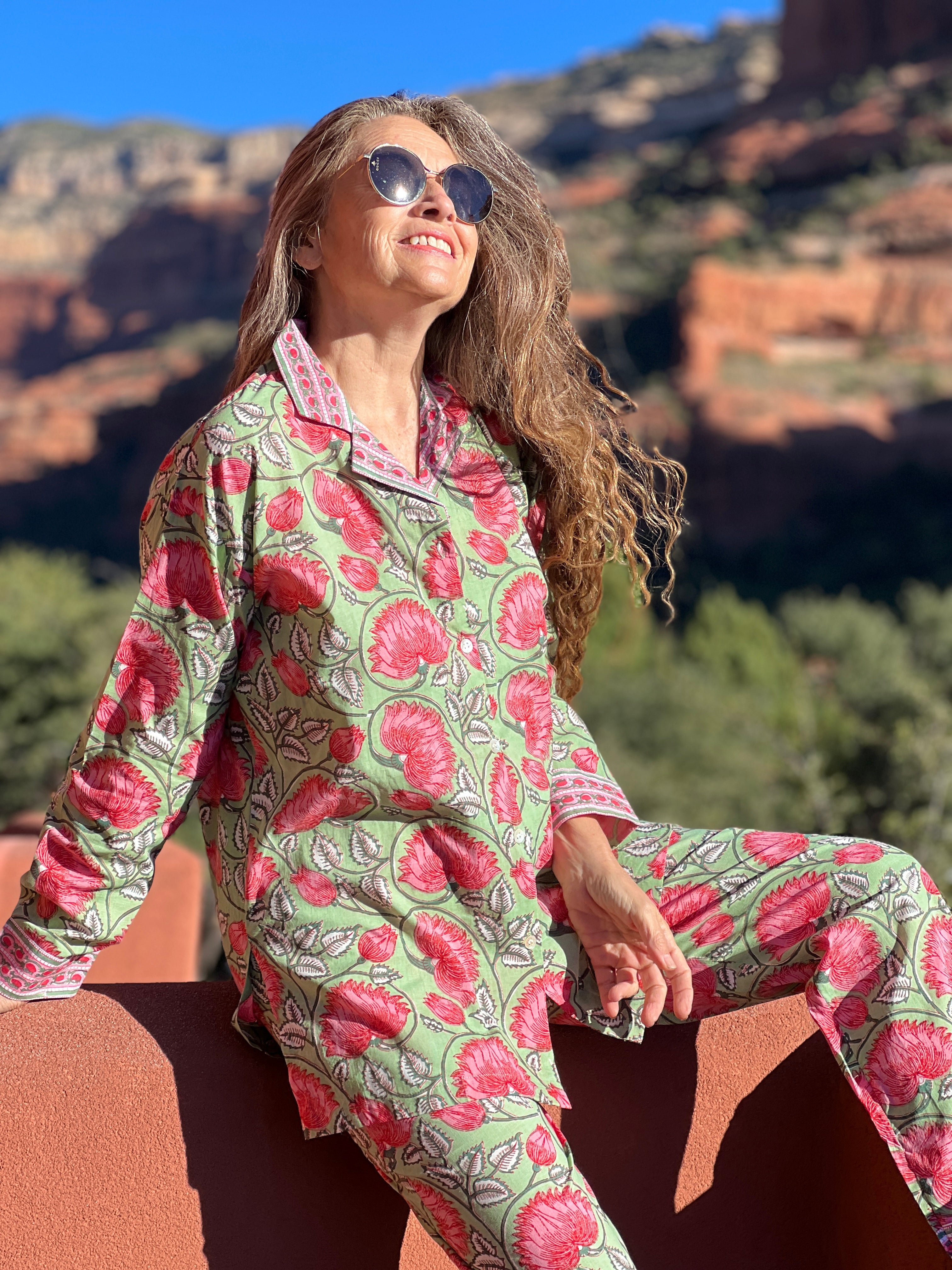 Francis Floral Cotton Pajamas Hand Printed