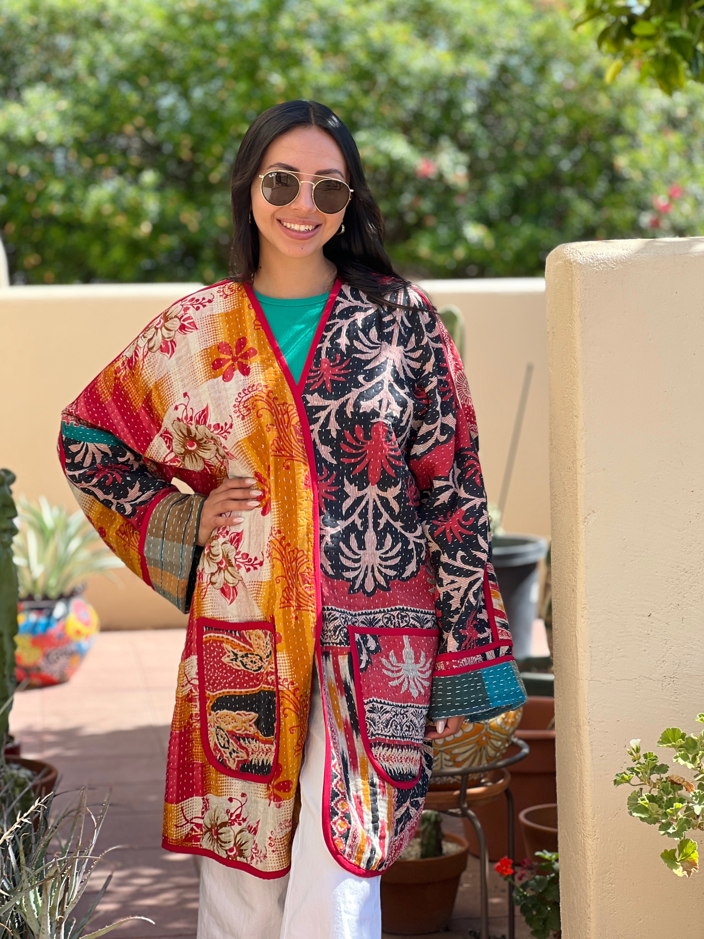Alappuzha Kantha Quilted Cotton Jacket Reversible