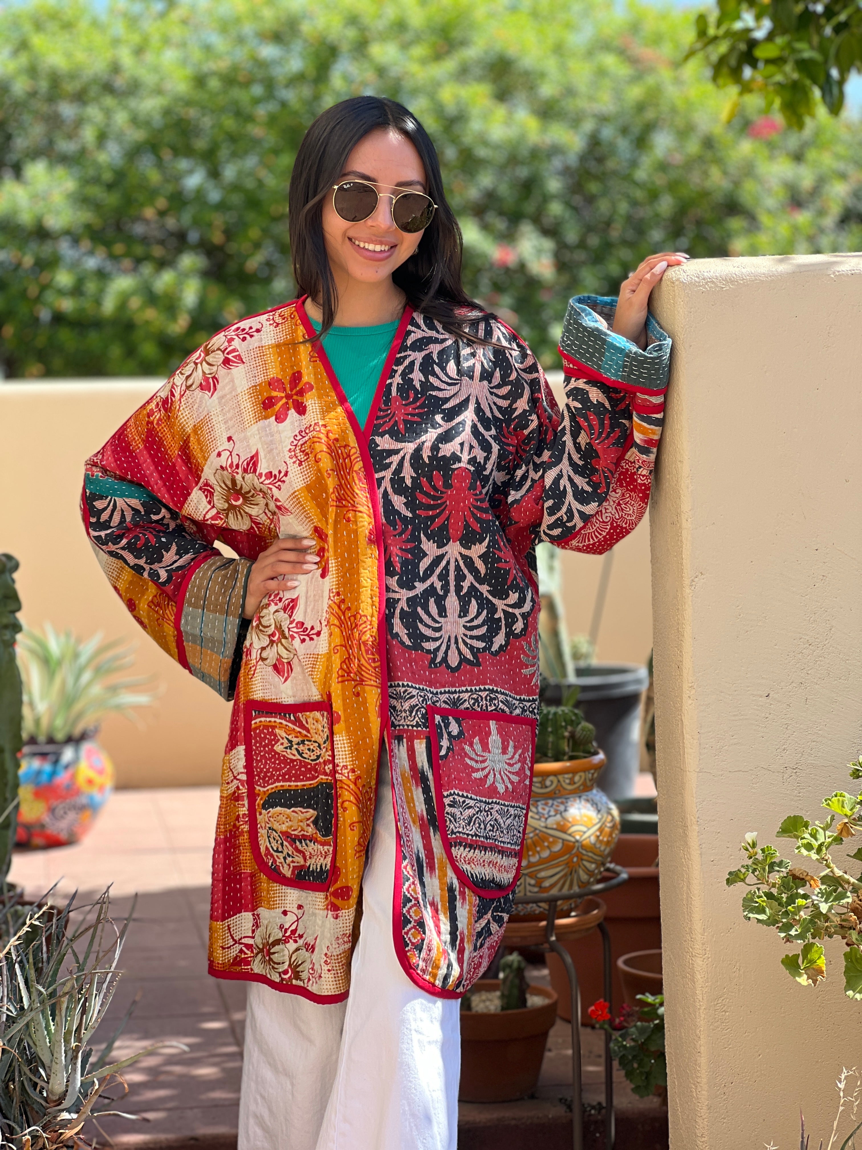 Alappuzha Kantha Quilted Cotton Jacket Reversible