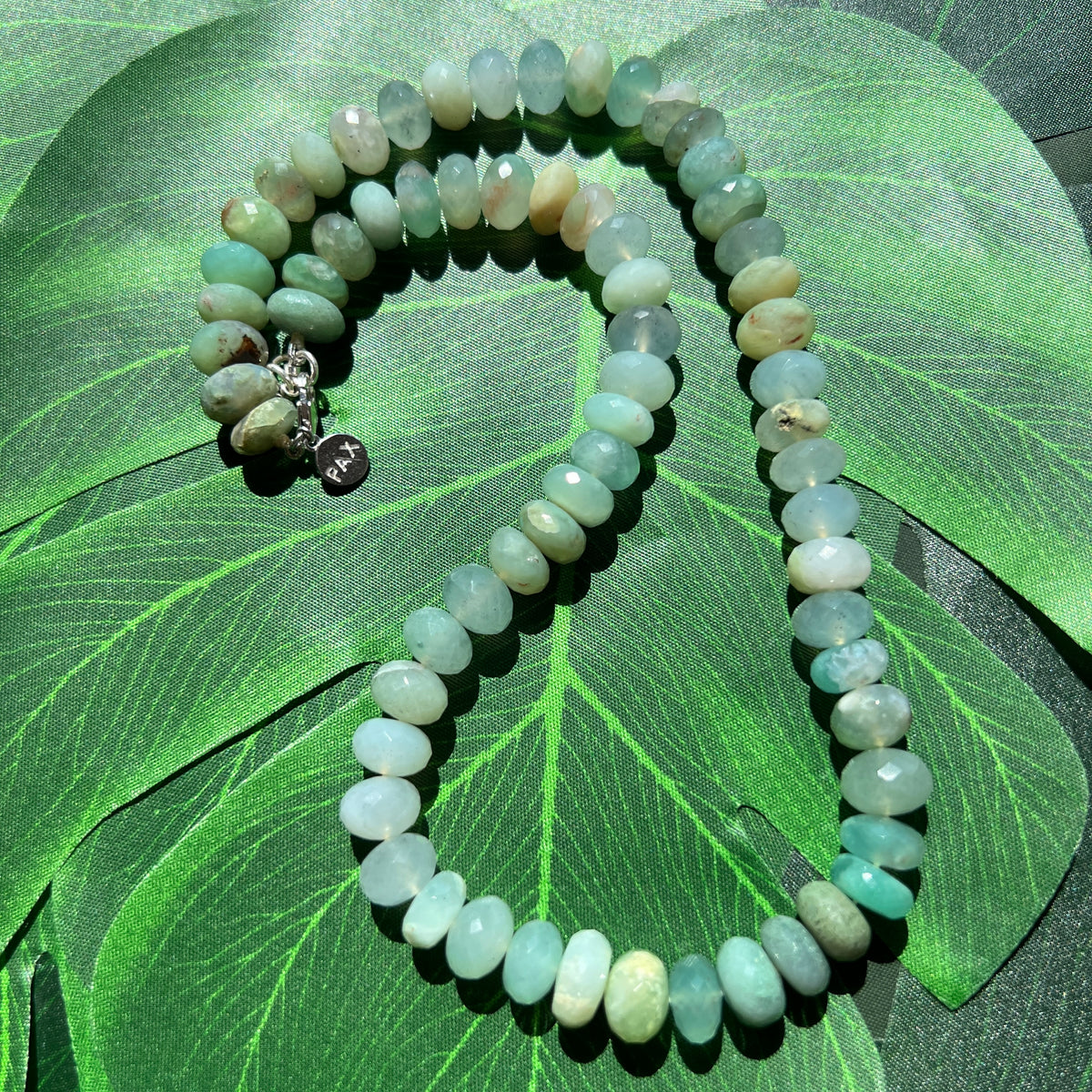 African Aqua Chalcedony (Aquaprase) Faceted Choker Necklace