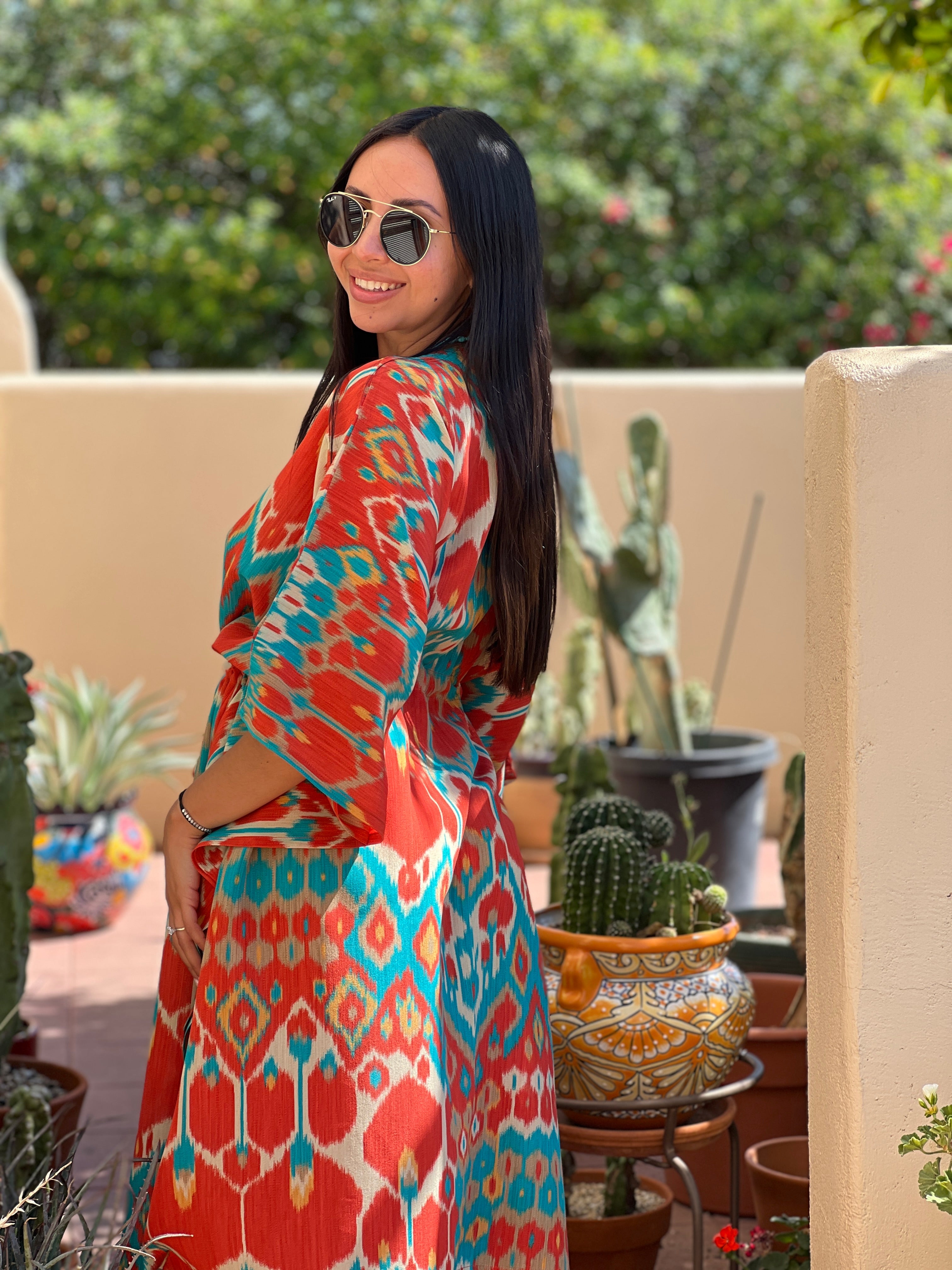 Bella Vita Italian Silk Midi Kaftan Dress