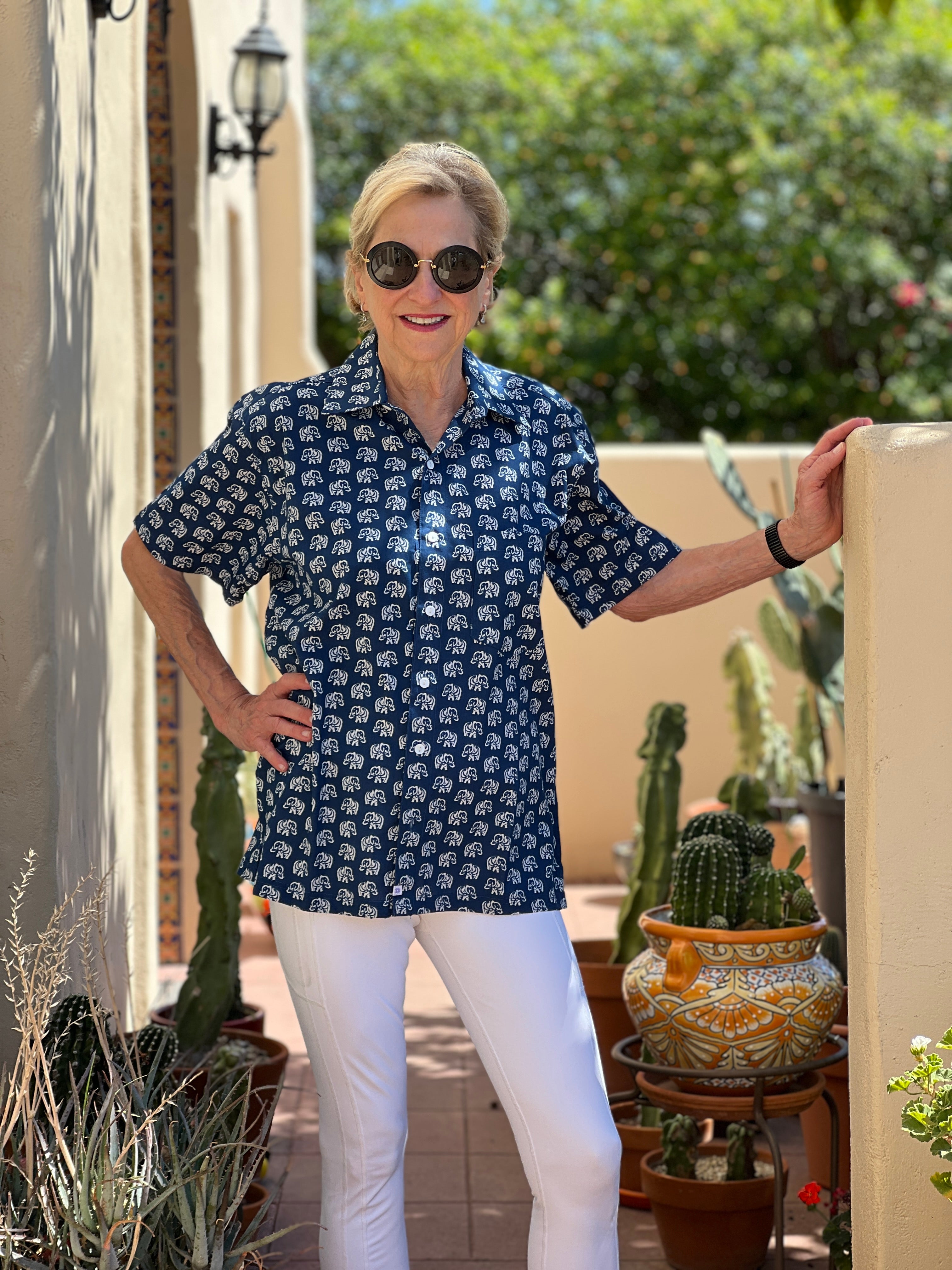 Navy Raja Short Sleeve Men's Shirt FINAL SALE