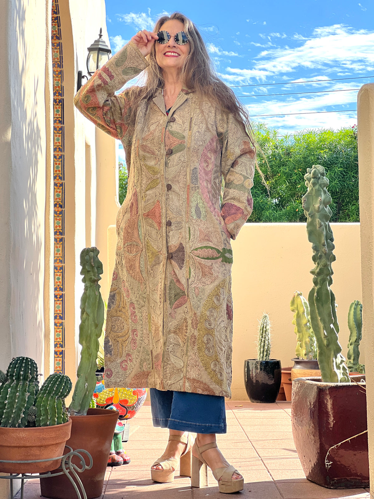 Samira Floral Hand Embroidered Cotton Coat