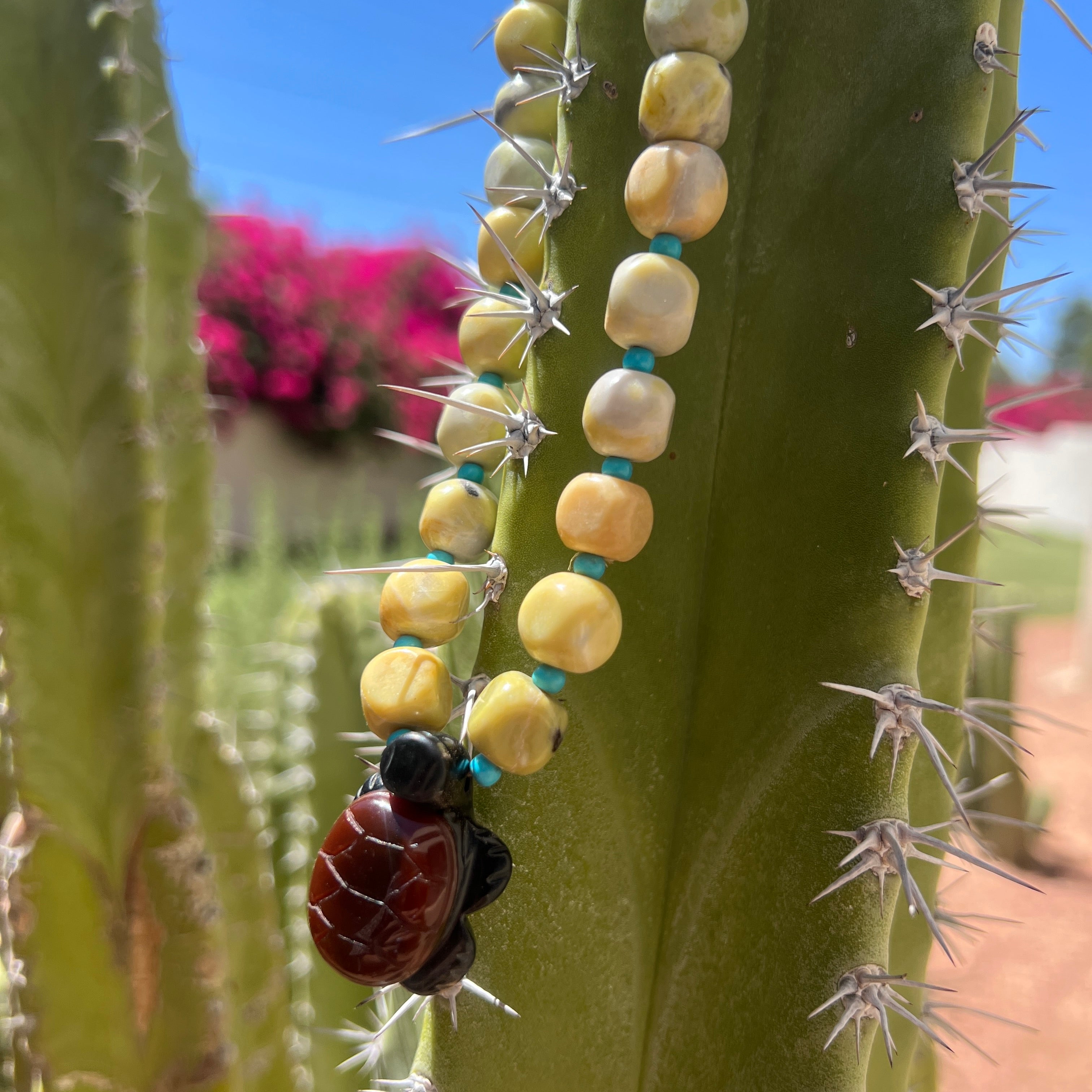 Turtle Serpentine and Red Jasper Necklace Santo Domingo