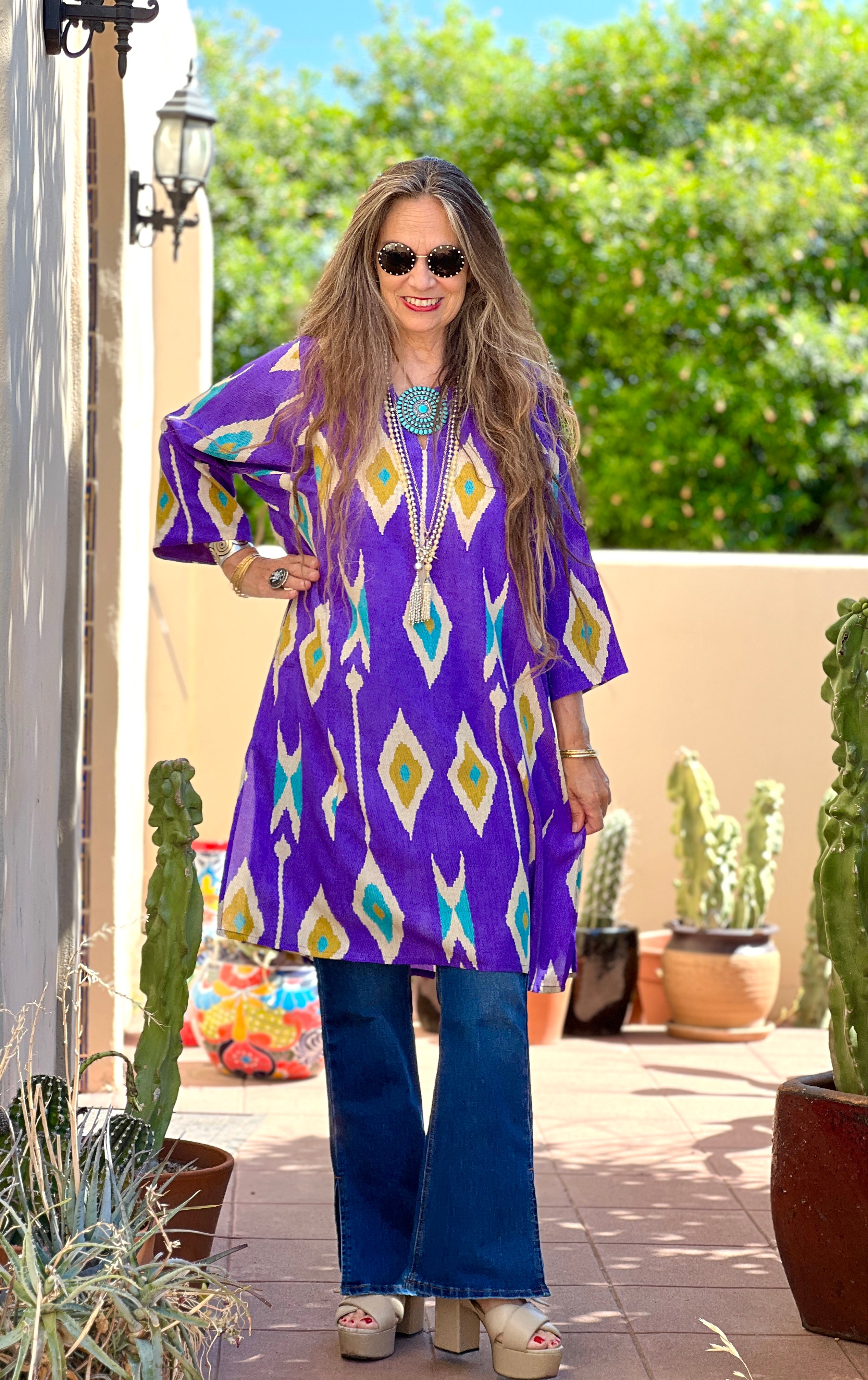 Tashkent Purple Italian Silk Tunic