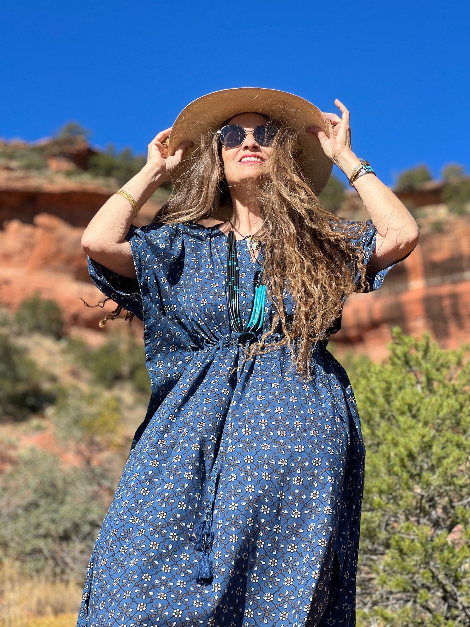 Betelgeuse Blue Maxi Kaftan Dress