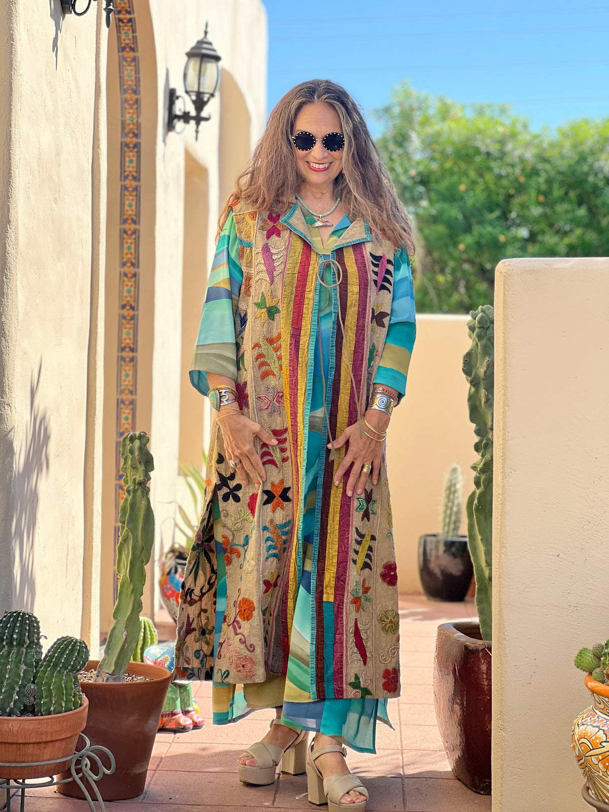 Arya Hand Embroidered Long Cotton Vest One of a Kind