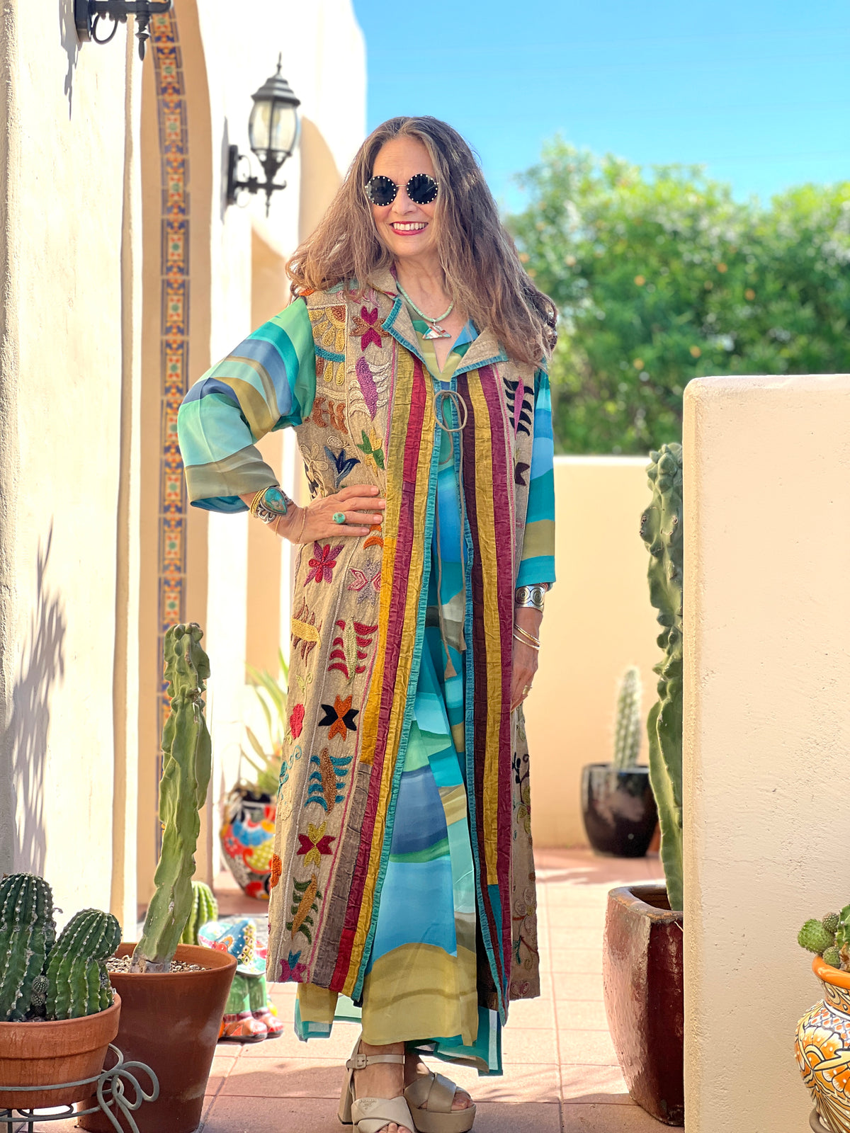Arya Hand Embroidered Long Cotton Vest One of a Kind