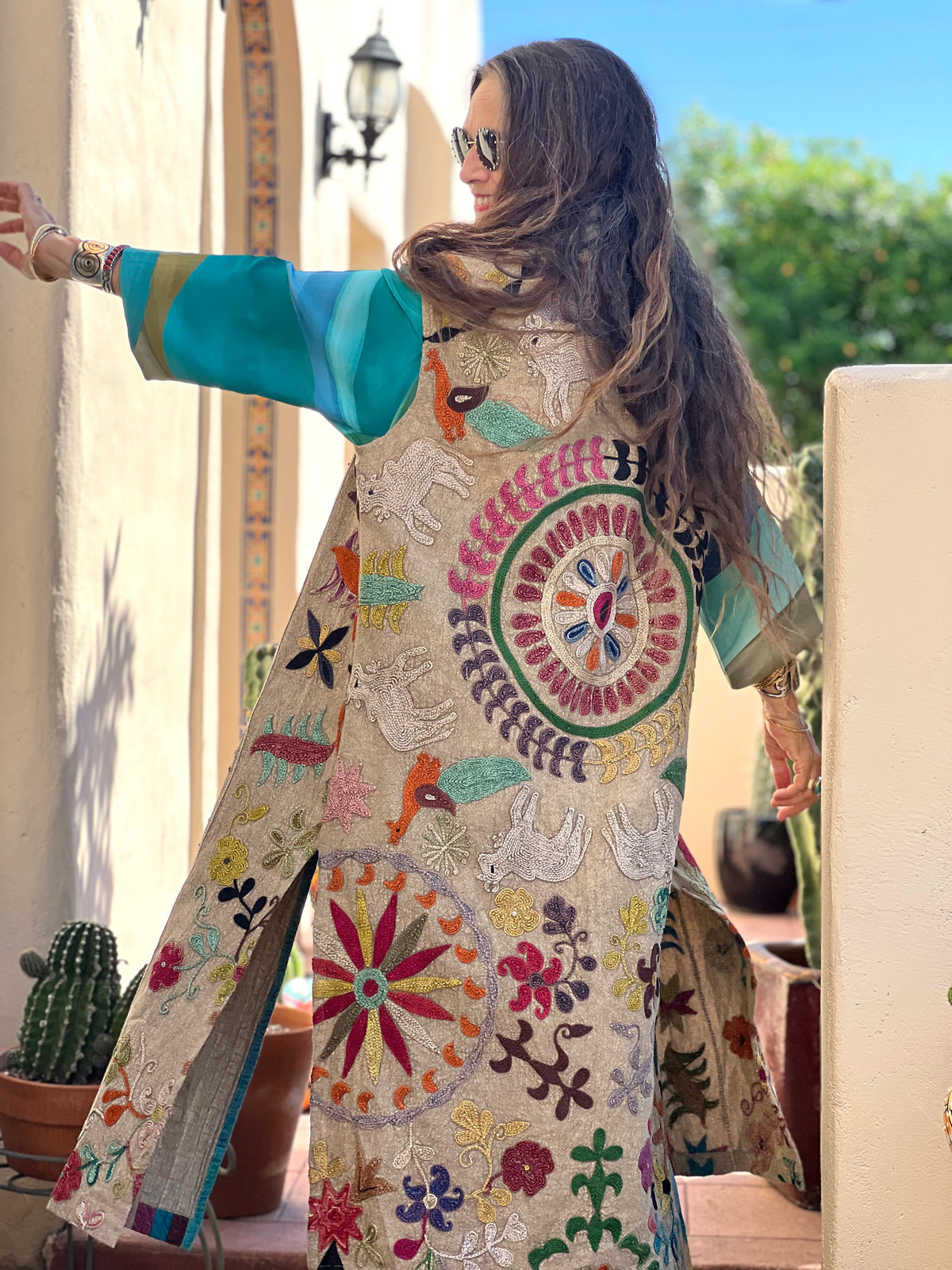 Arya Hand Embroidered Long Cotton Vest One of a Kind