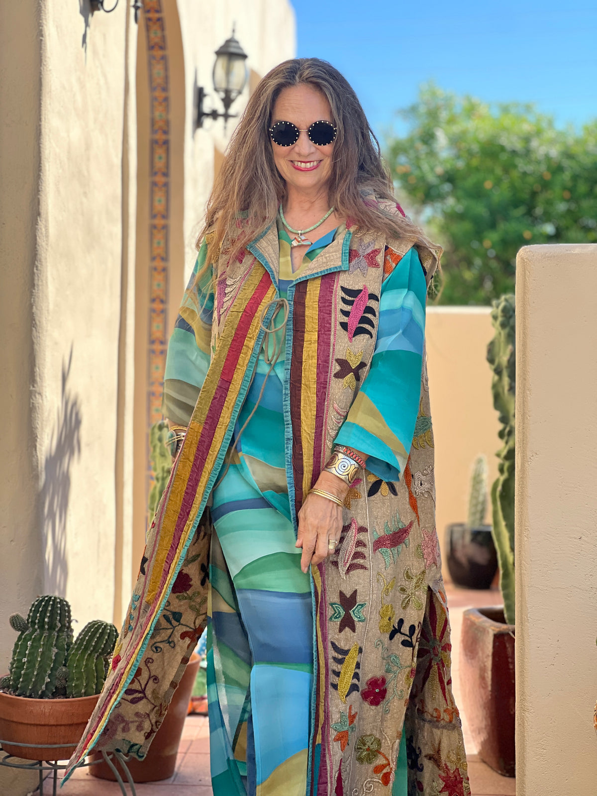 Arya Hand Embroidered Long Cotton Vest One of a Kind