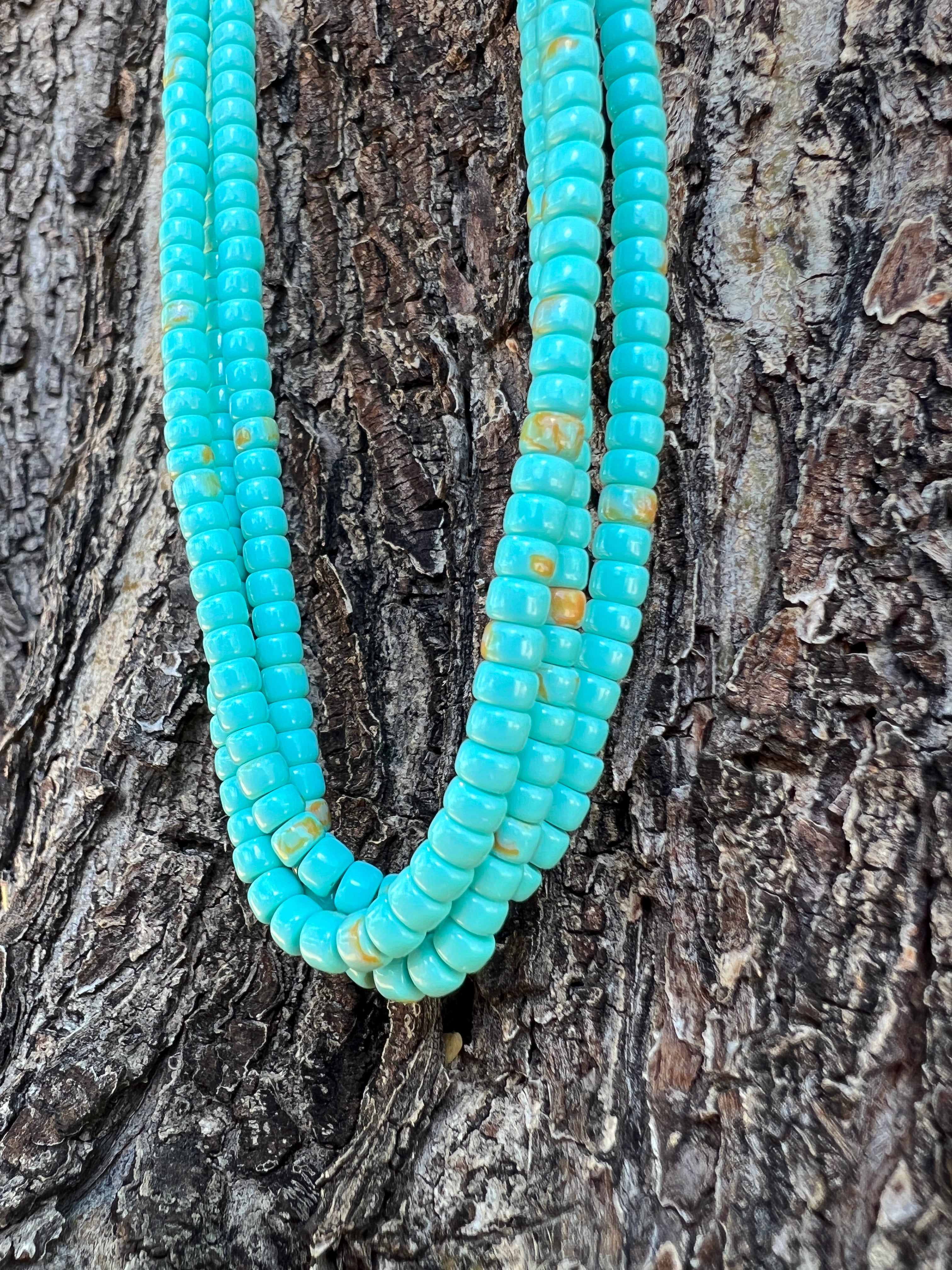 Turquoise Three Strand Heishi Necklace Santo Domingo