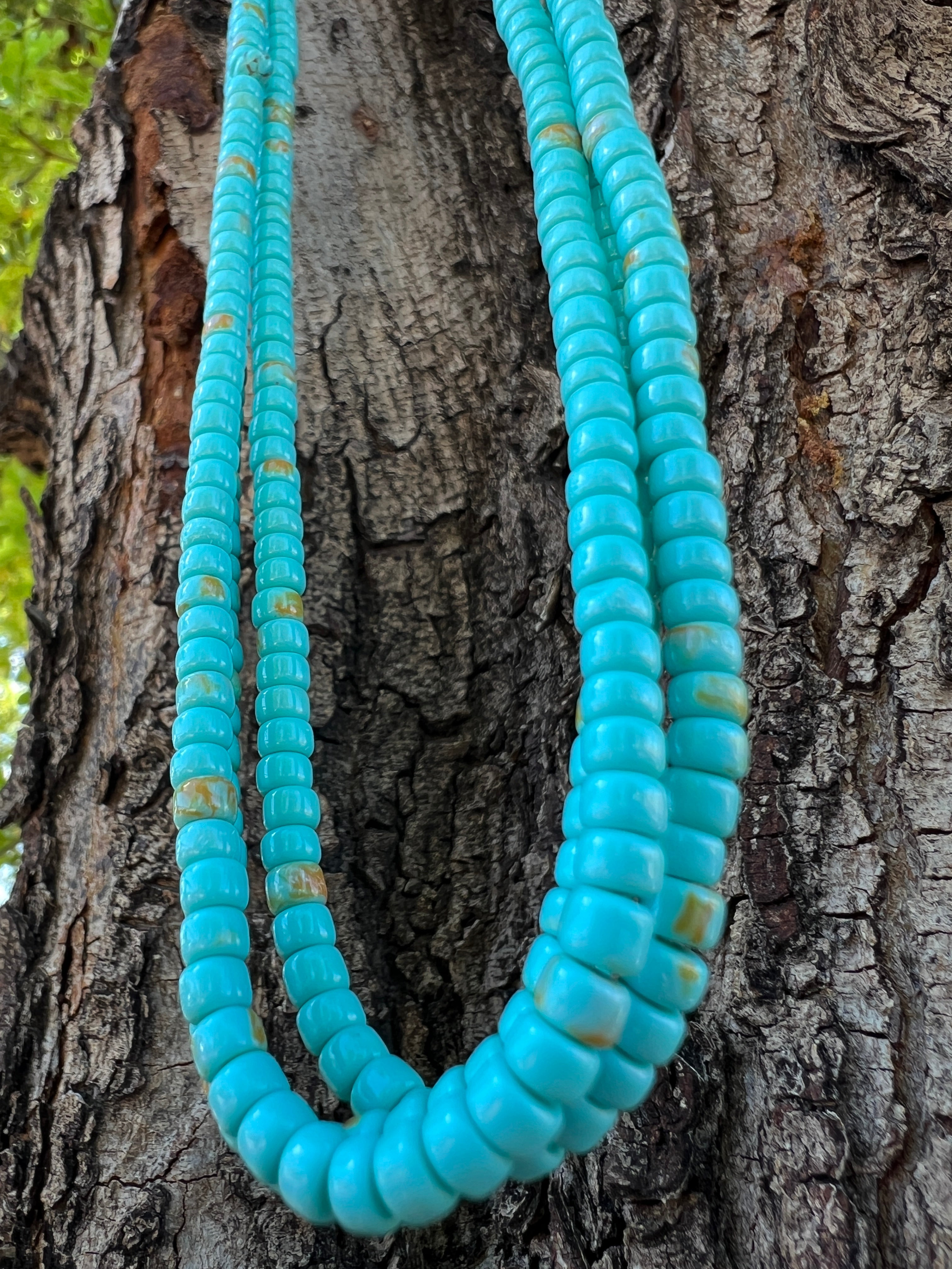 Turquoise Three Strand Heishi Necklace Santo Domingo
