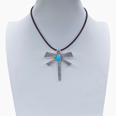 Sleeping Beauty Turquoise Navajo Silver Mini Dragonfly Pendant