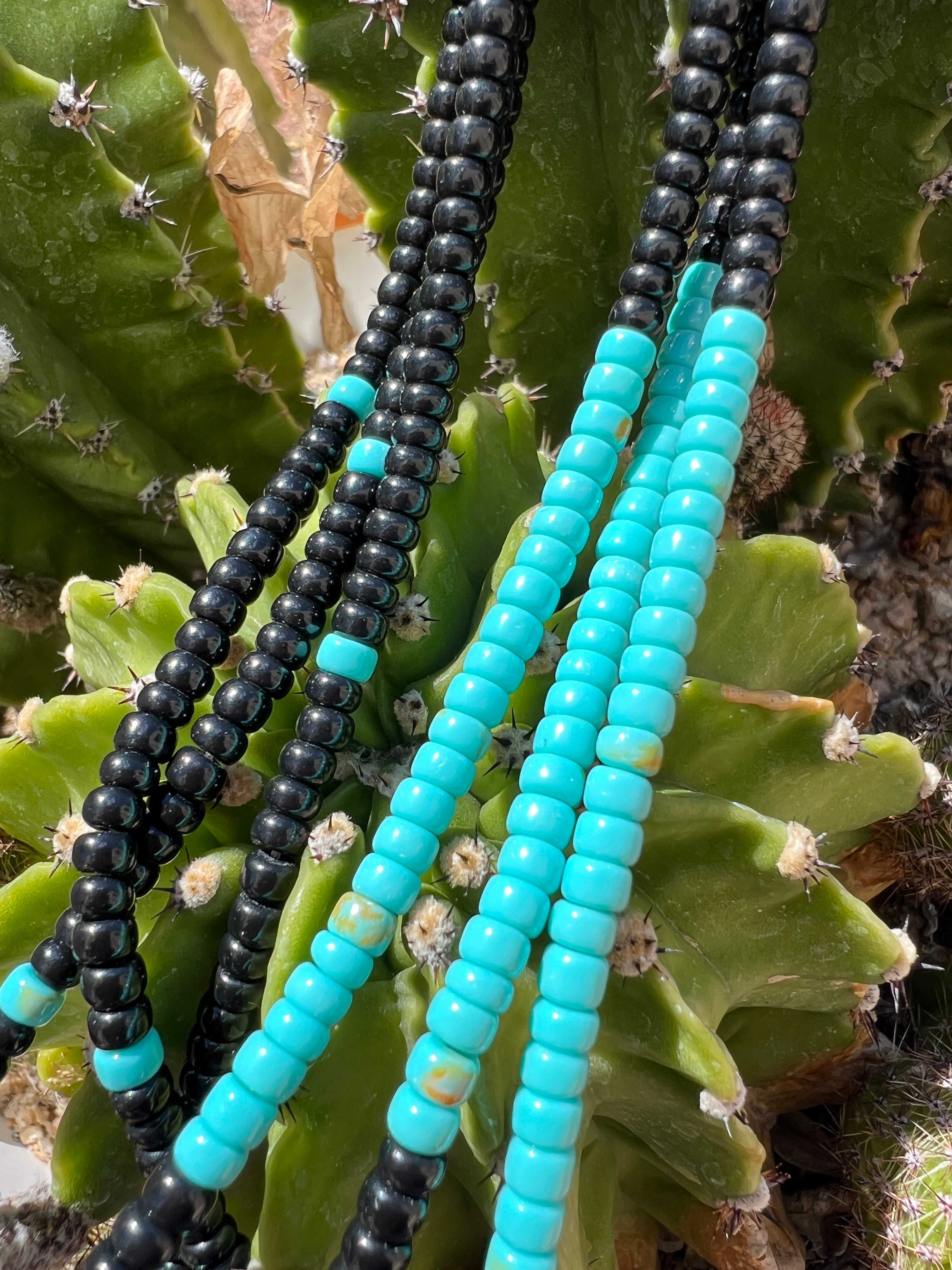 Black Jet and Turquoise Heishi Necklace Santo Domingo