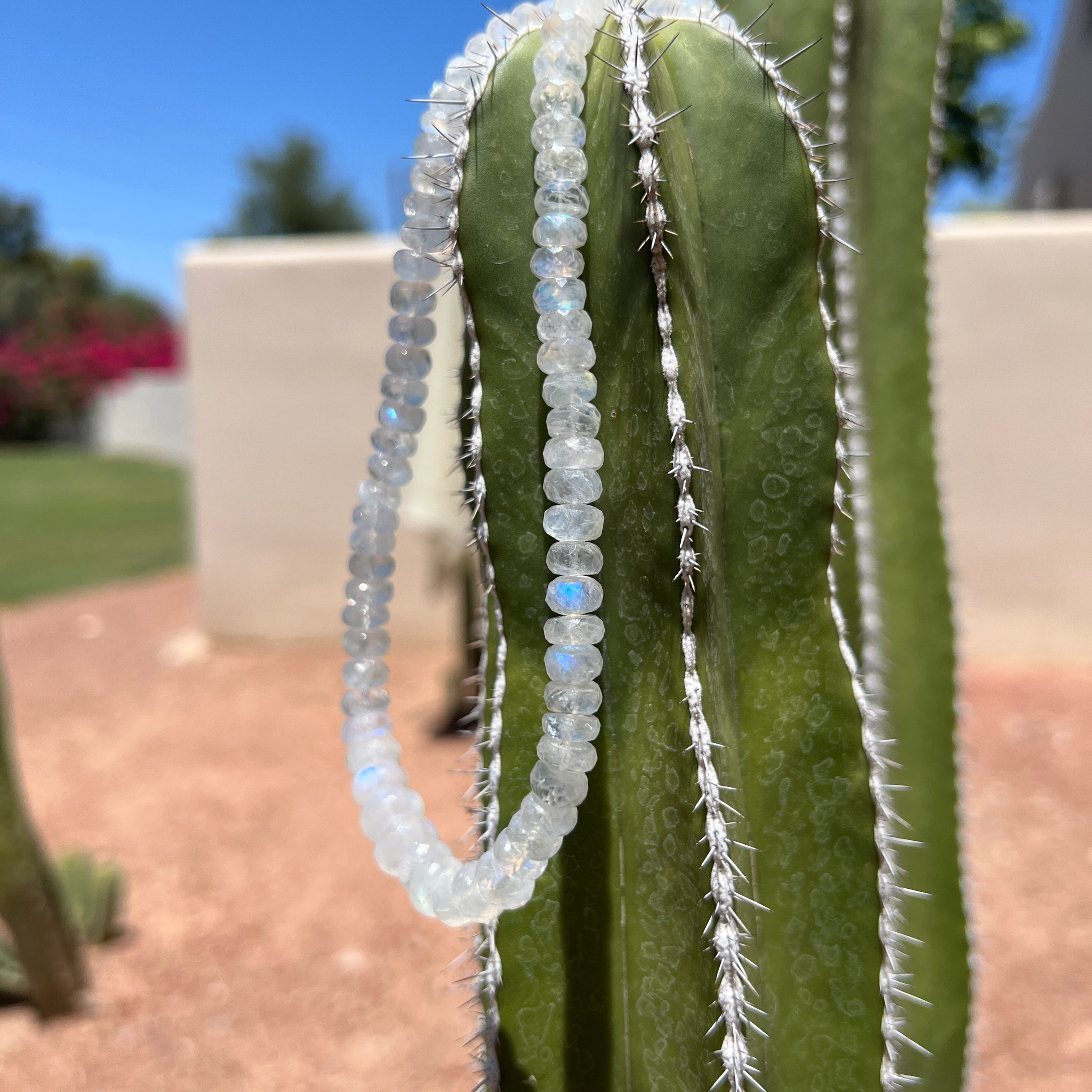 Unique Faceted Moonstone Graduated Necklace
