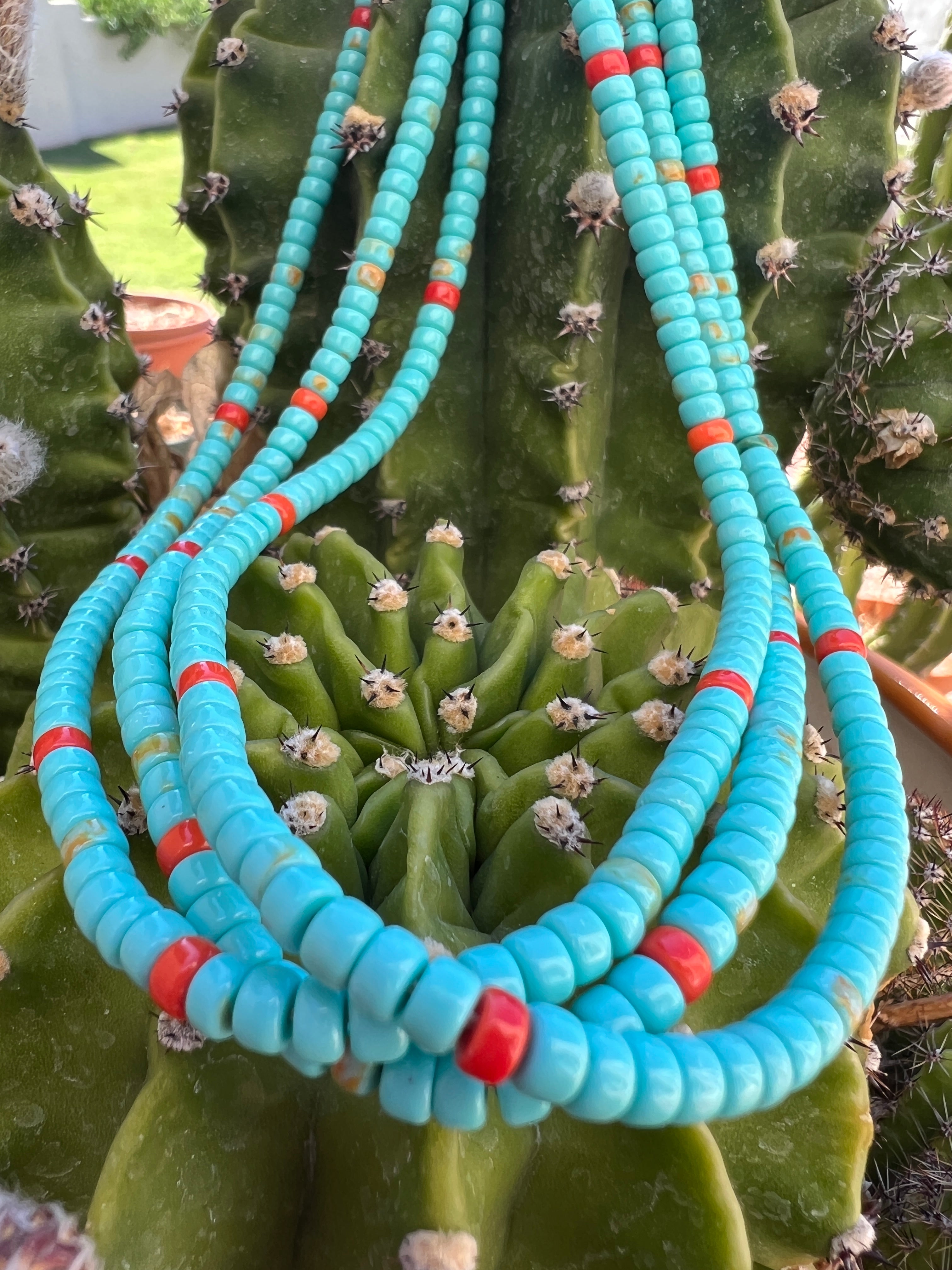 Turquoise, Coral, and Heishi Santo Domingo Necklace