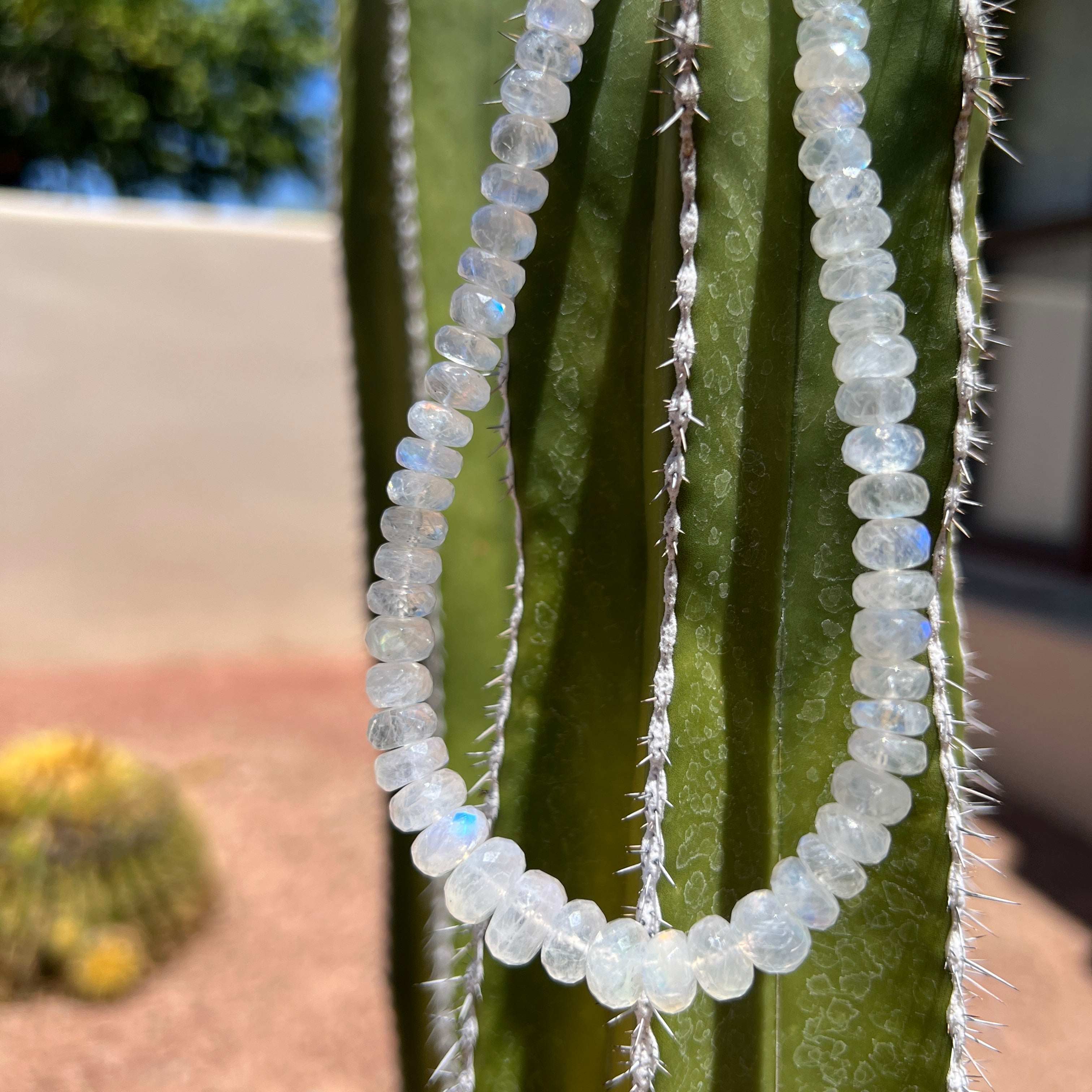 Unique Faceted Moonstone Graduated Necklace
