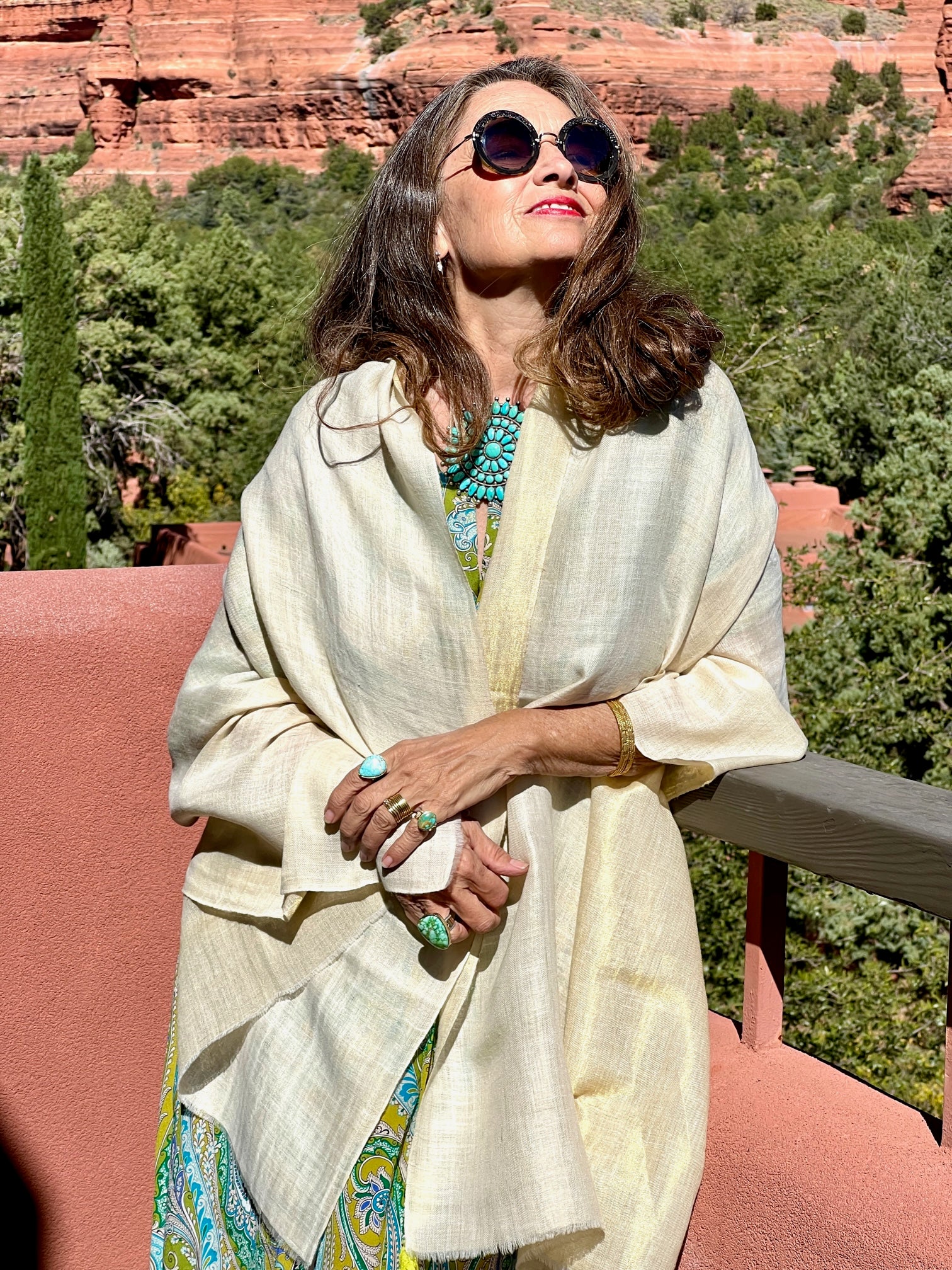 Golden Delight Metallic Pashmina Kashmiri Shawl