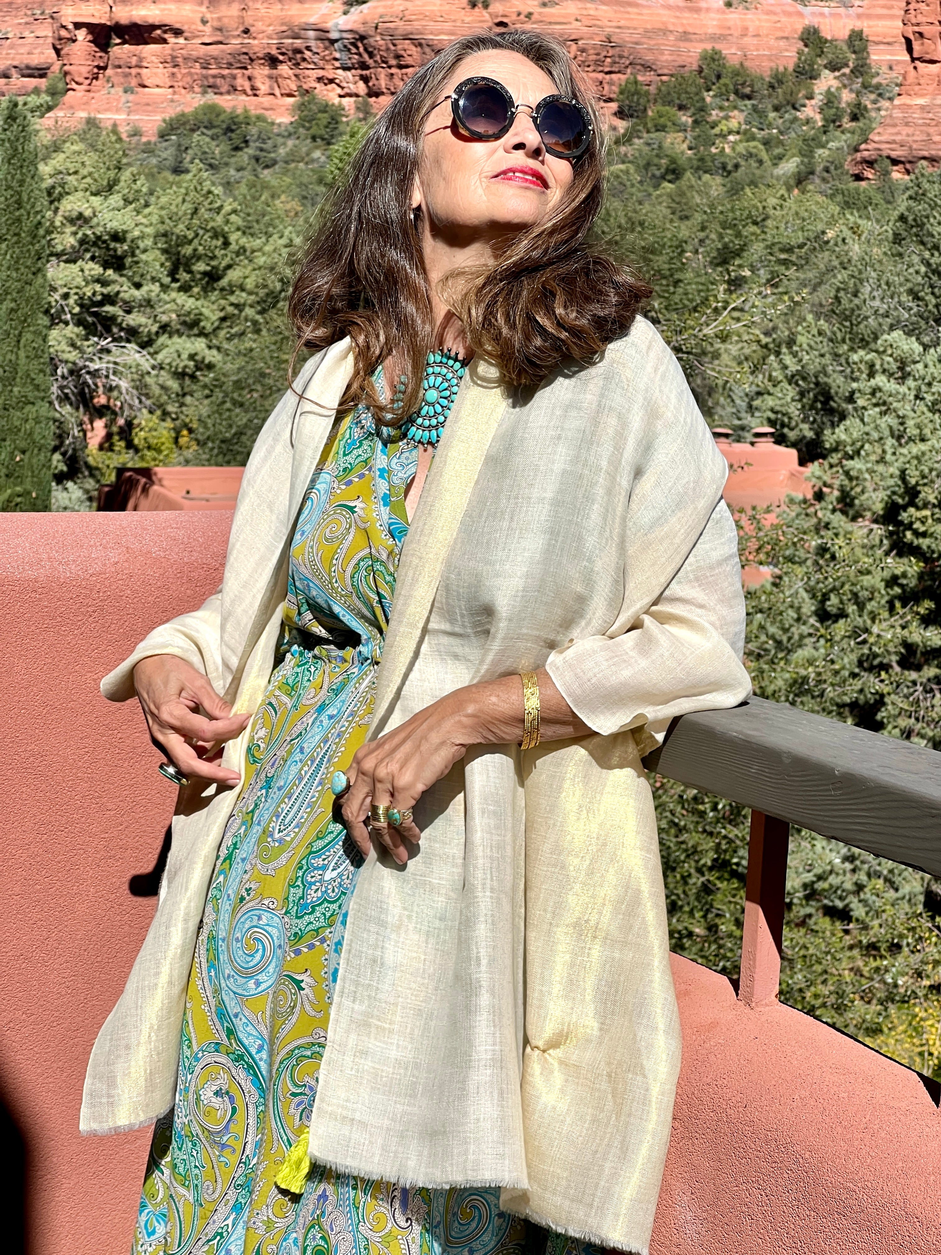 Golden Delight Metallic Pashmina Kashmiri Shawl