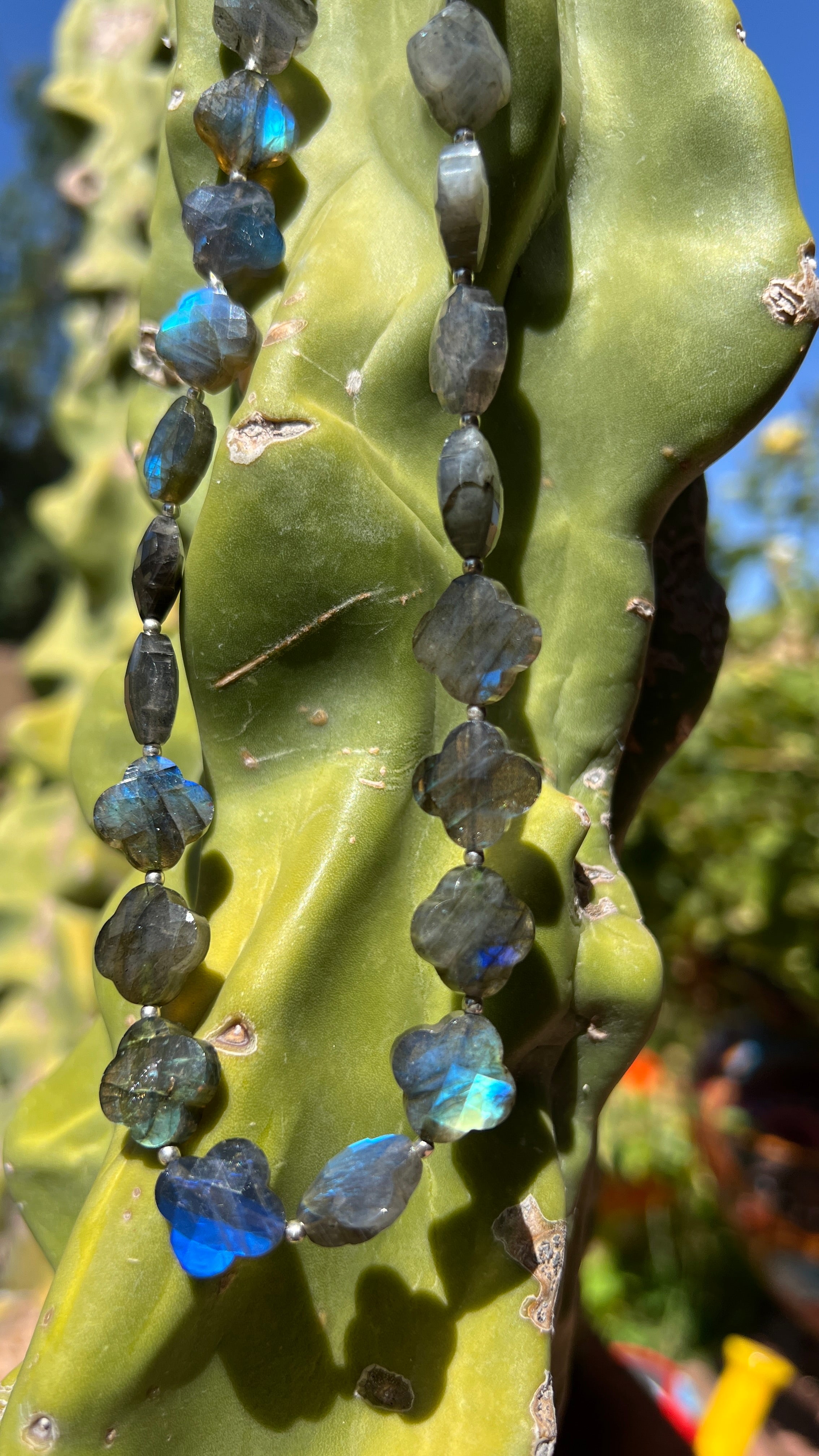 Labradorite Faceted Quatrefoil Necklace One of a Kind