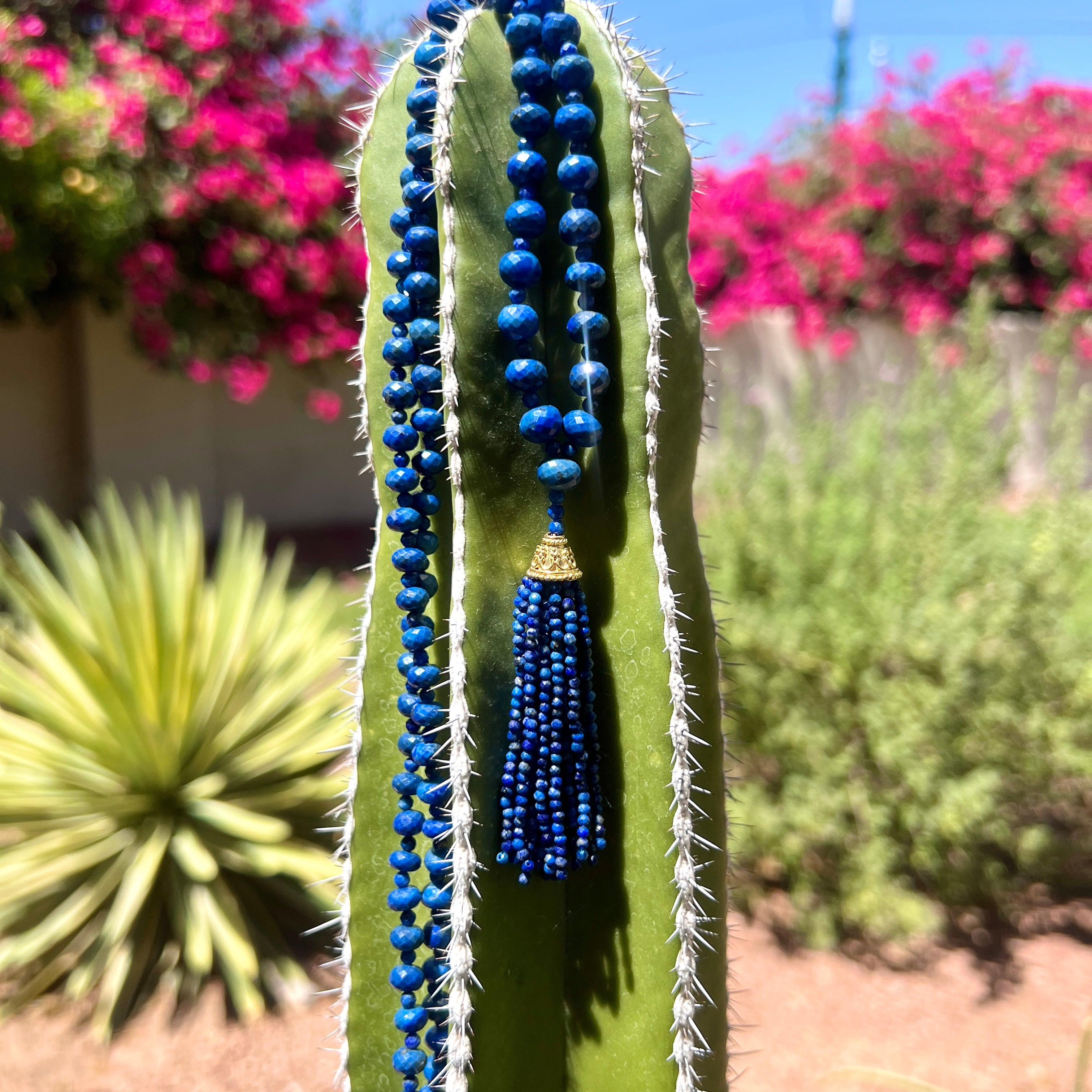 Rare Faceted Lapis Lazuli Mala Necklace Only one Available