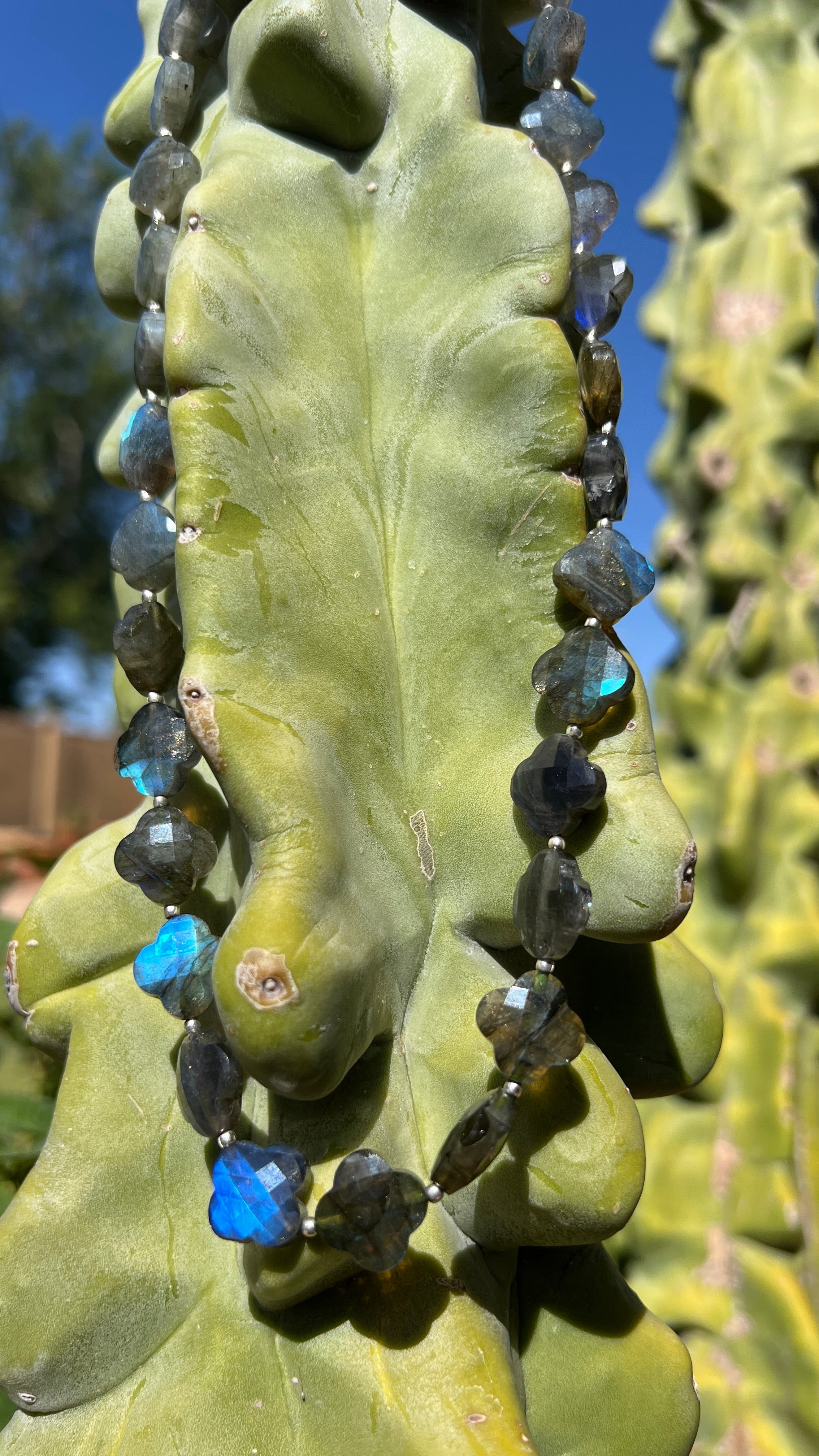 Labradorite Faceted Quatrefoil Necklace One of a Kind