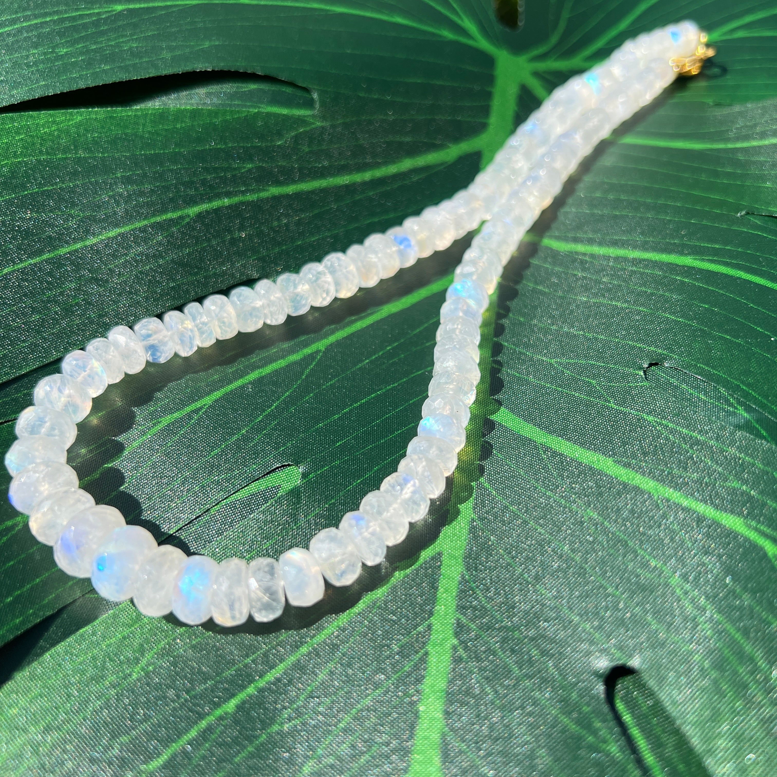 Unique Faceted Moonstone Graduated Necklace