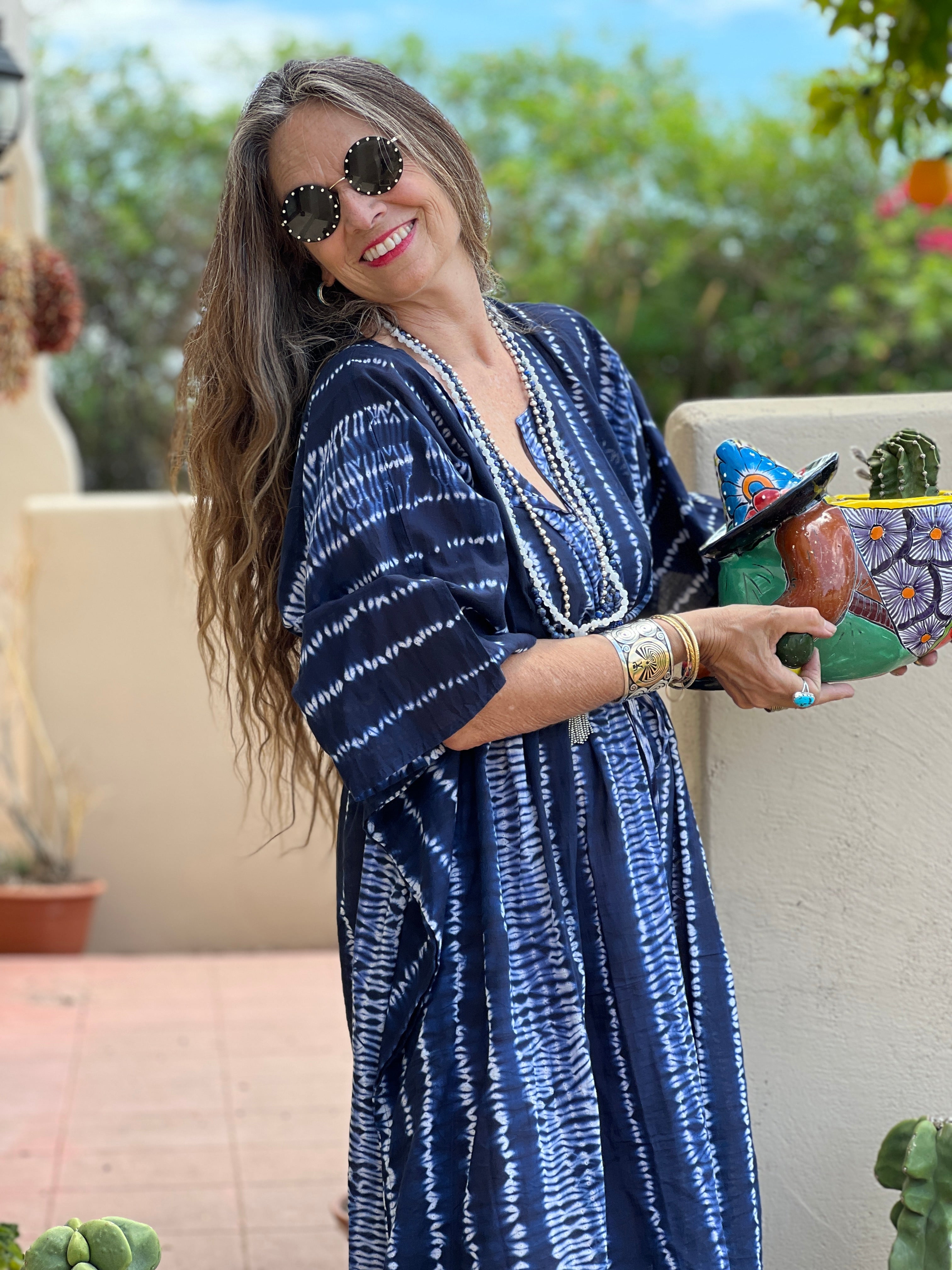 Scheherazade Shibori Maxi Kaftan Dress