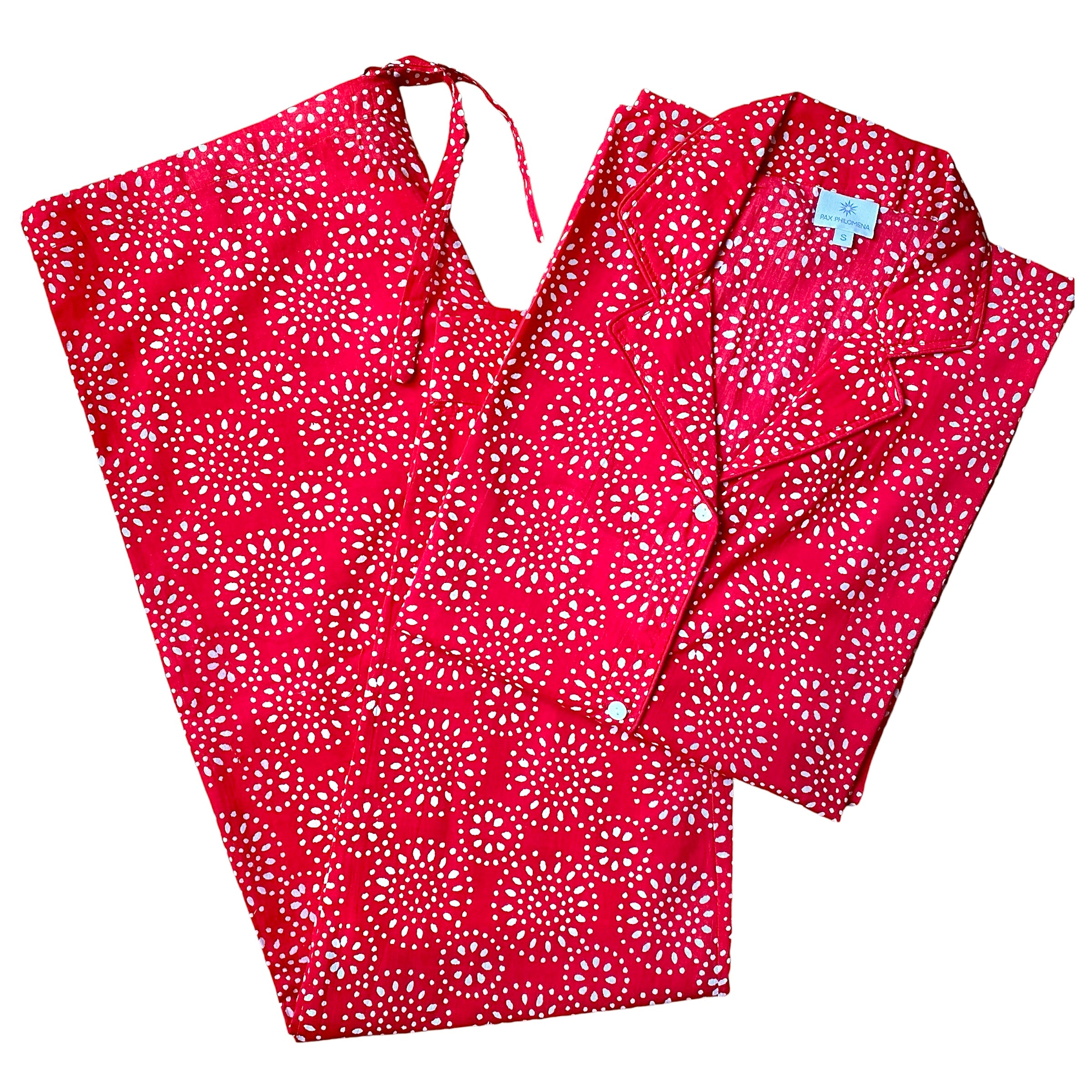 Ronnie Red Longsleeve Pajamas Hand Printed