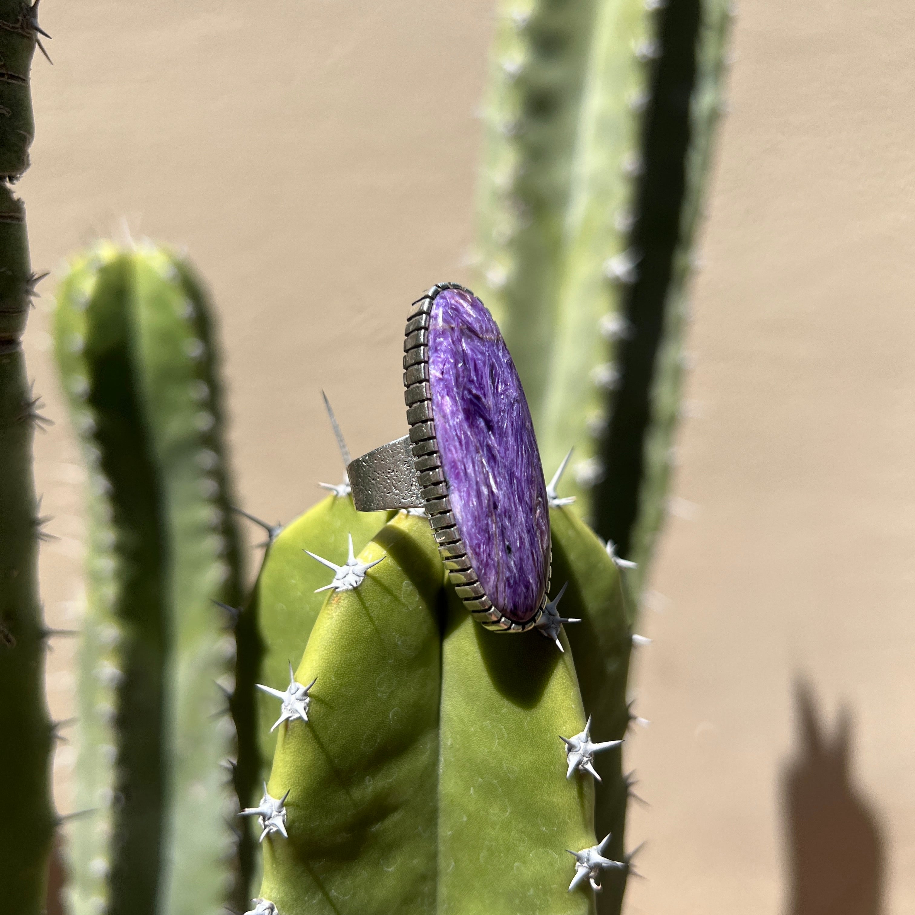 Navajo Sterling Silver and Semi Precious Charoite Ring