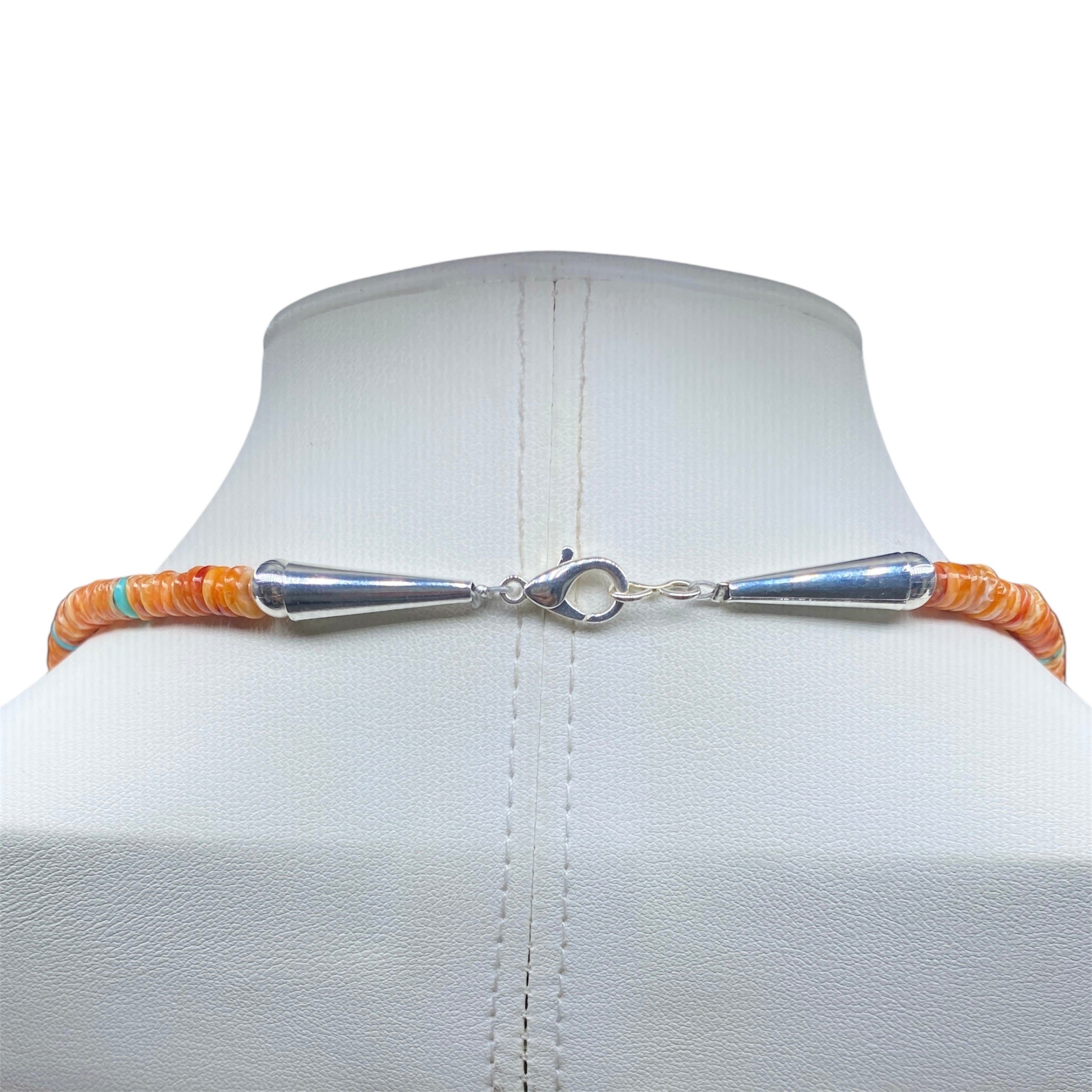 Orange and Red Spiny Oyster and Turquoise Necklace