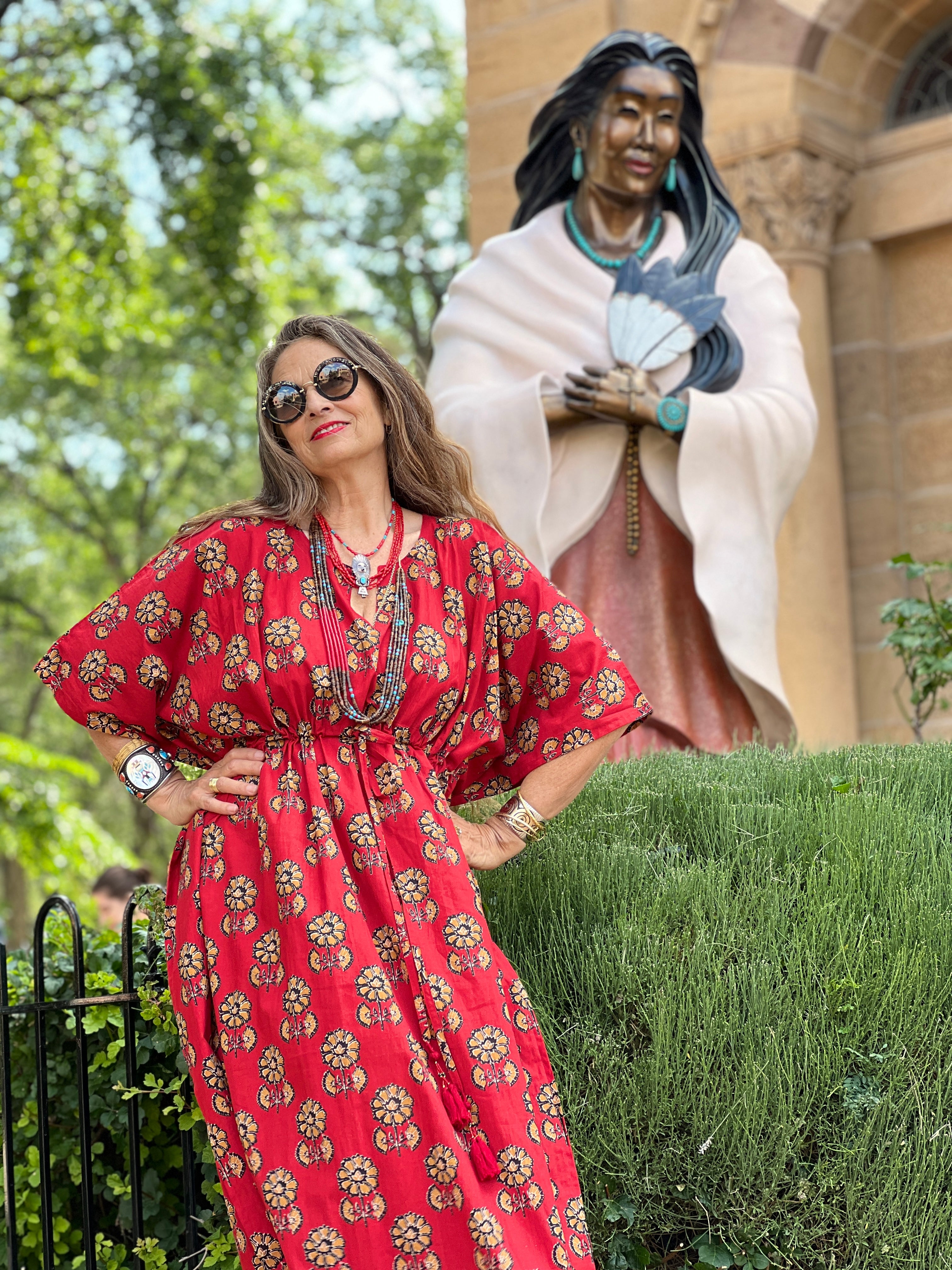 Philomena Red Floral Maxi Kaftan