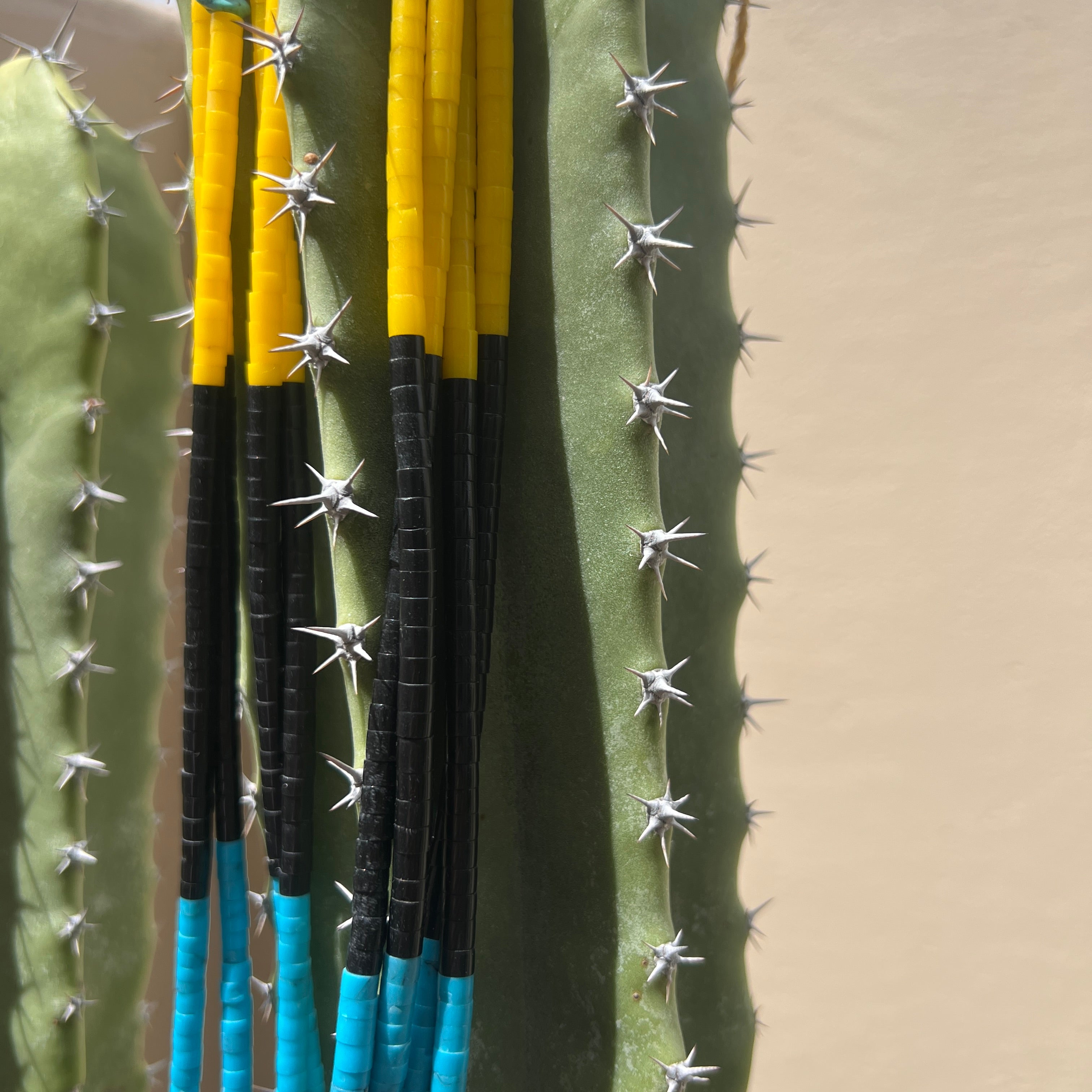 Turquoise, Black Jet, and Yellow Serpentine Necklace Santo Domingo
