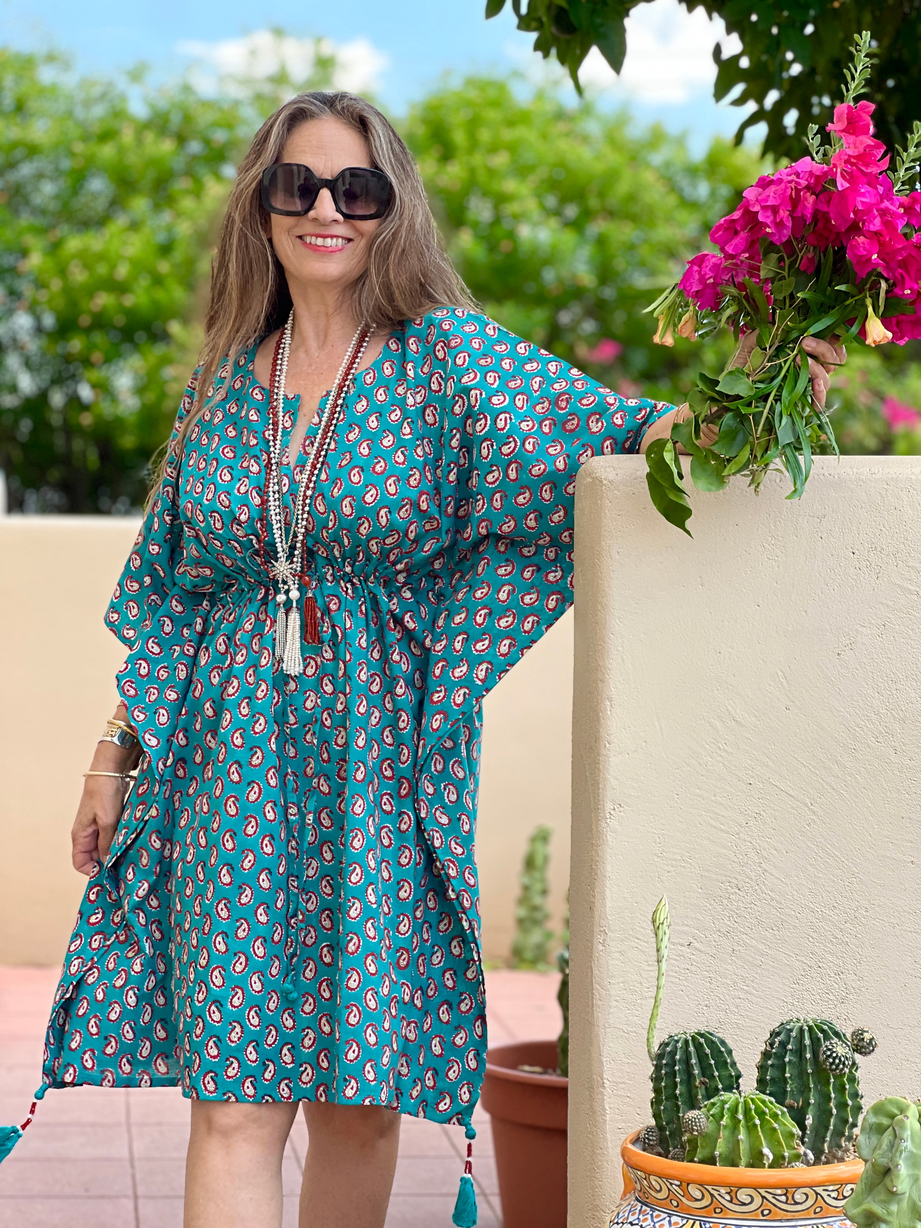 Poseidon Paisley Midi Kaftan Dress