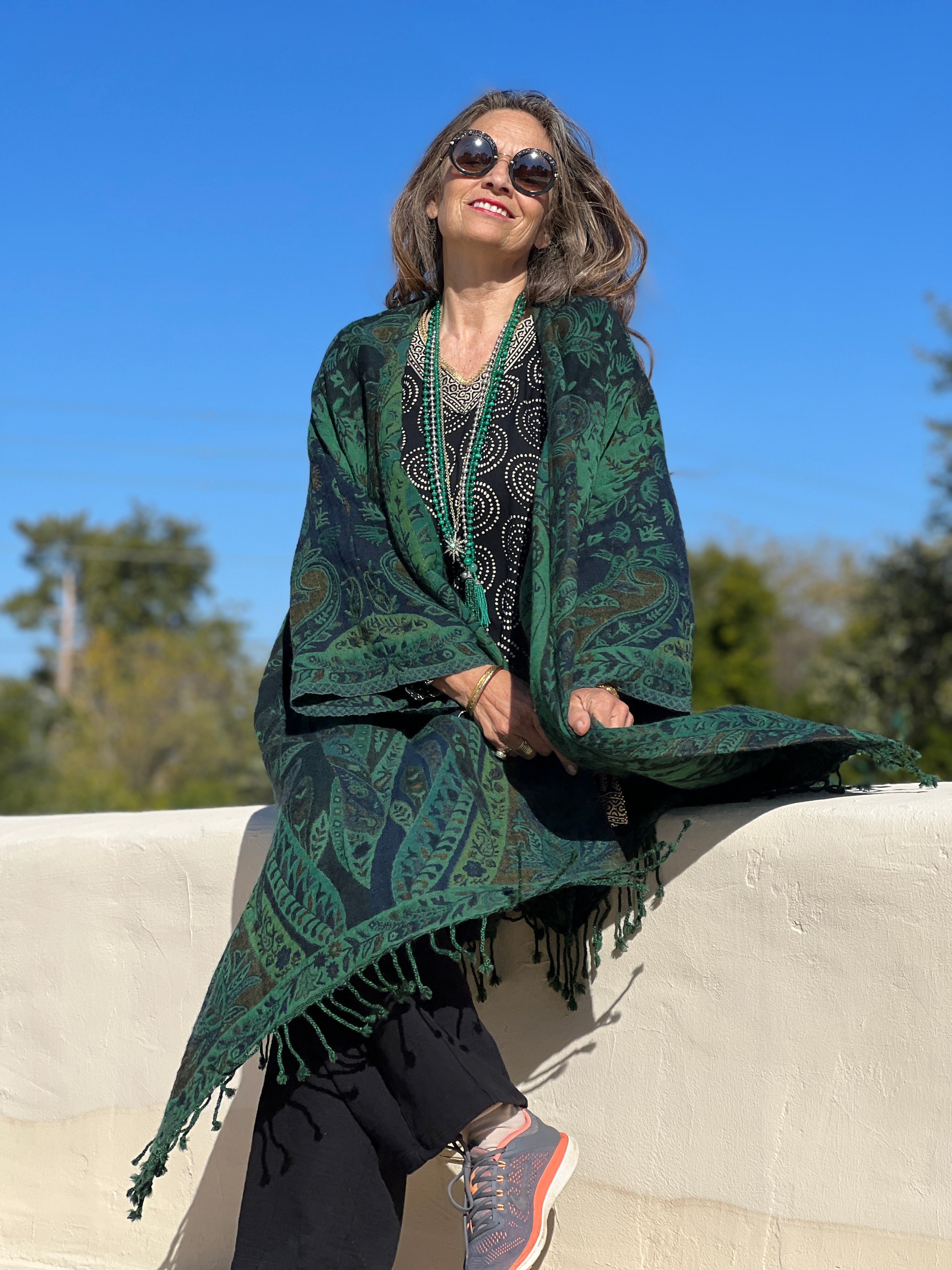 Verde Verdi Green Paisley Kimono Coat Reversible