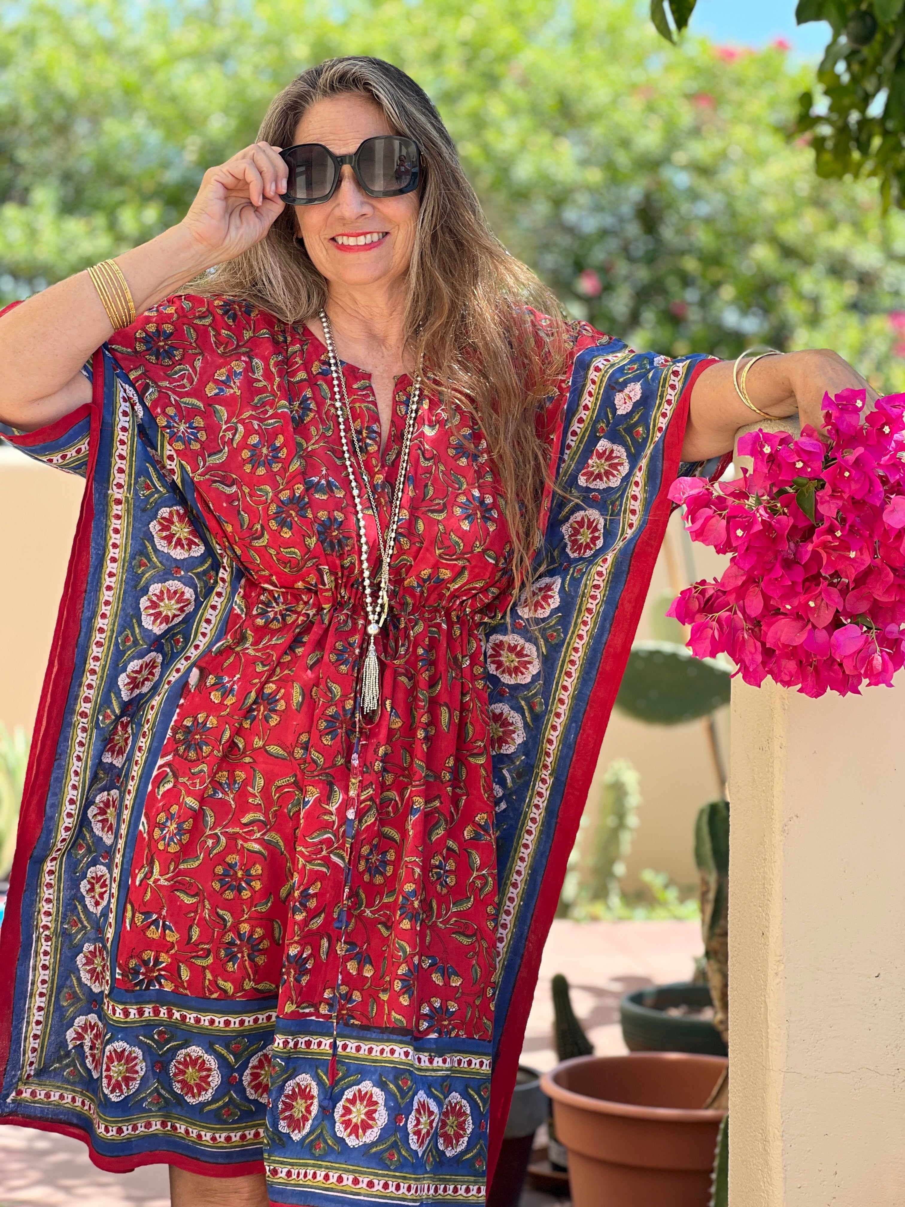 Vesuvio Red Midi Kaftan Dress