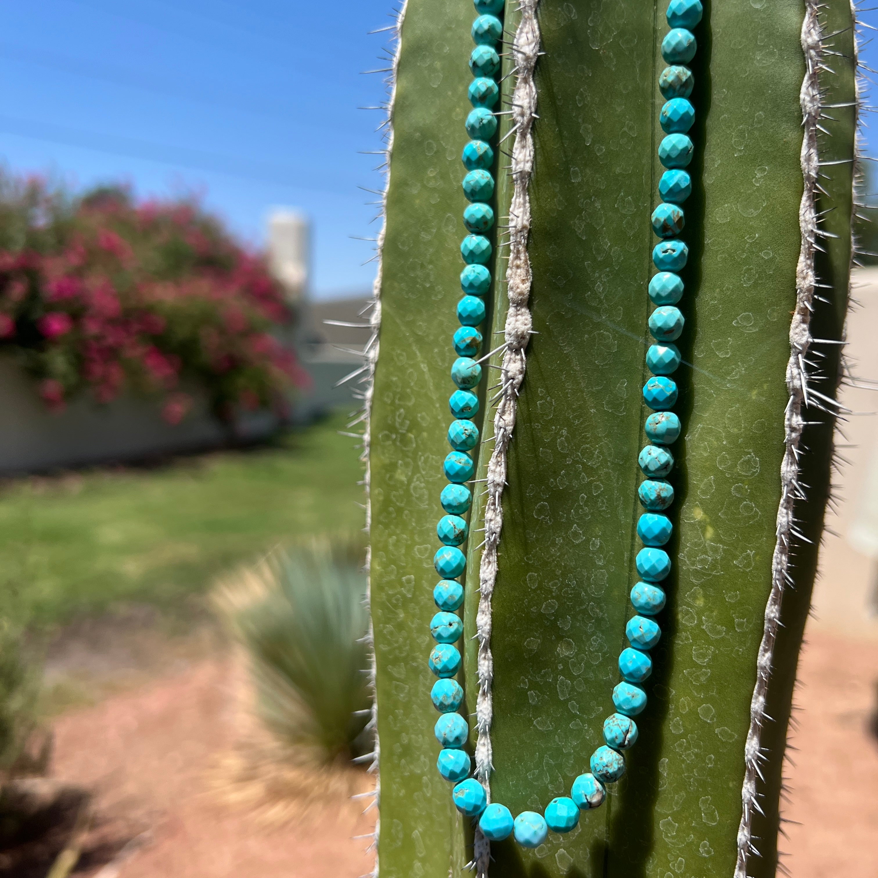 Rare Diamond Cut Sleeping Beauty Turquoise Necklace Santo Domingo