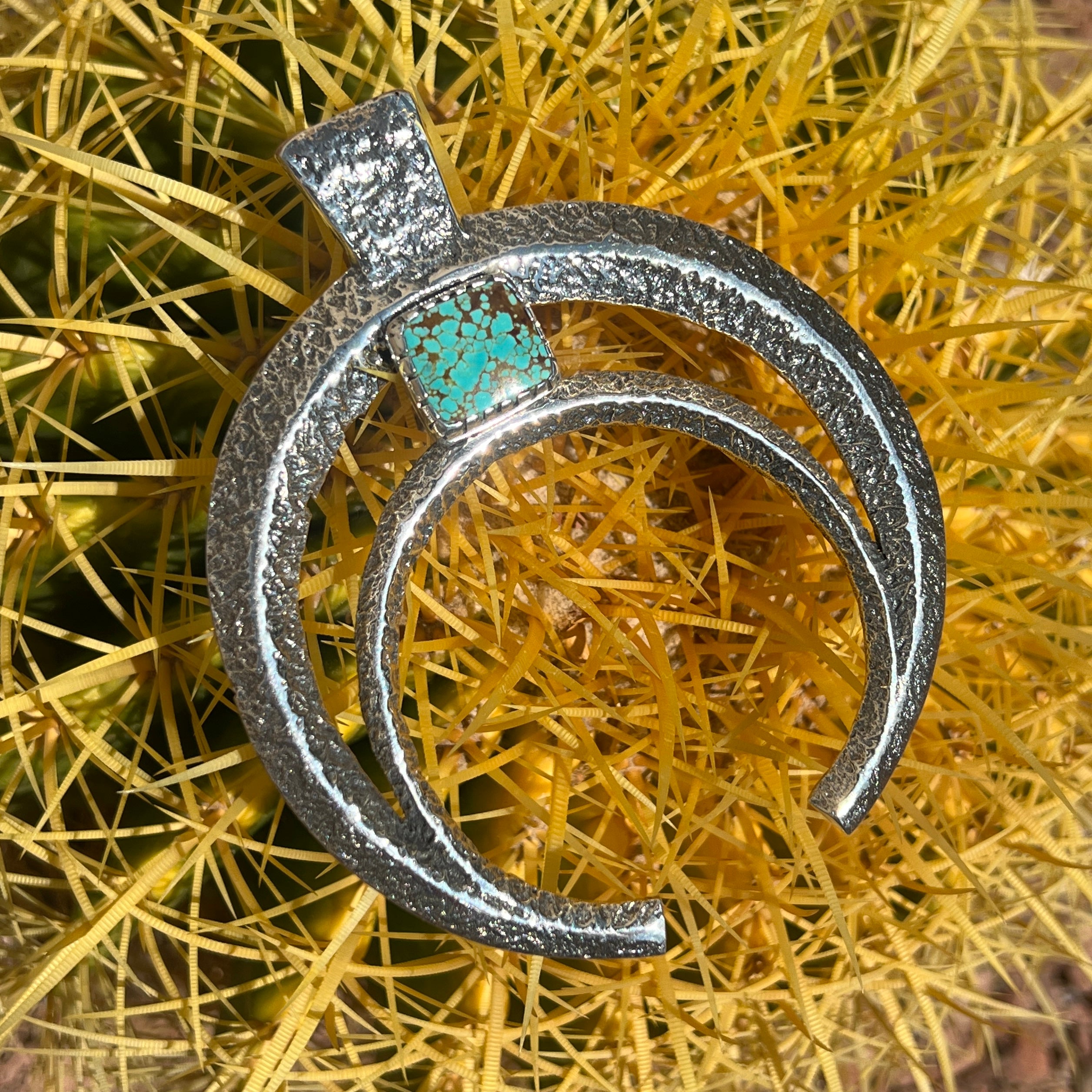 Navajo Sterling Silver #8 Turquoise Super Naja Necklace Tufa Cast