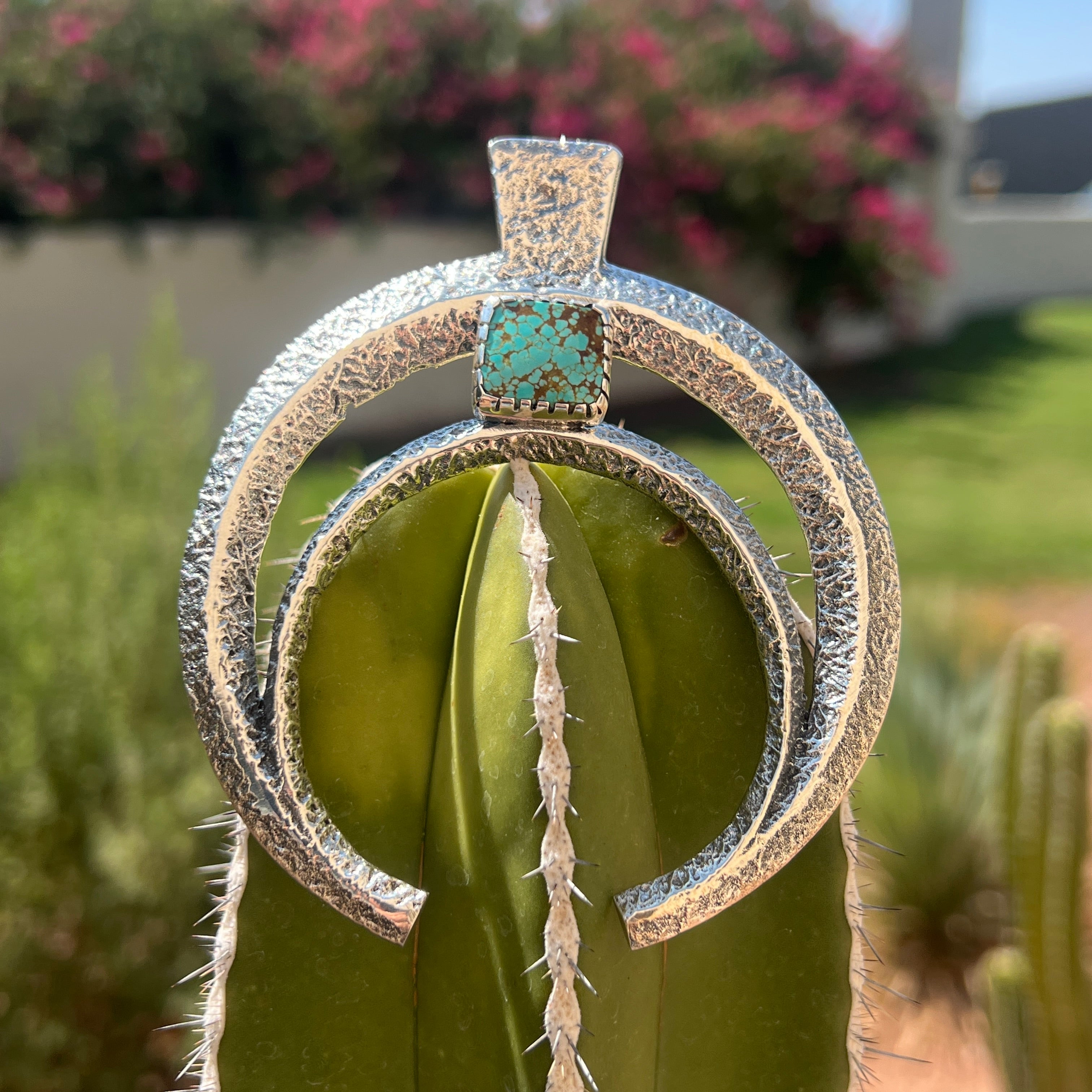 Navajo Sterling Silver #8 Turquoise Super Naja Necklace Tufa Cast