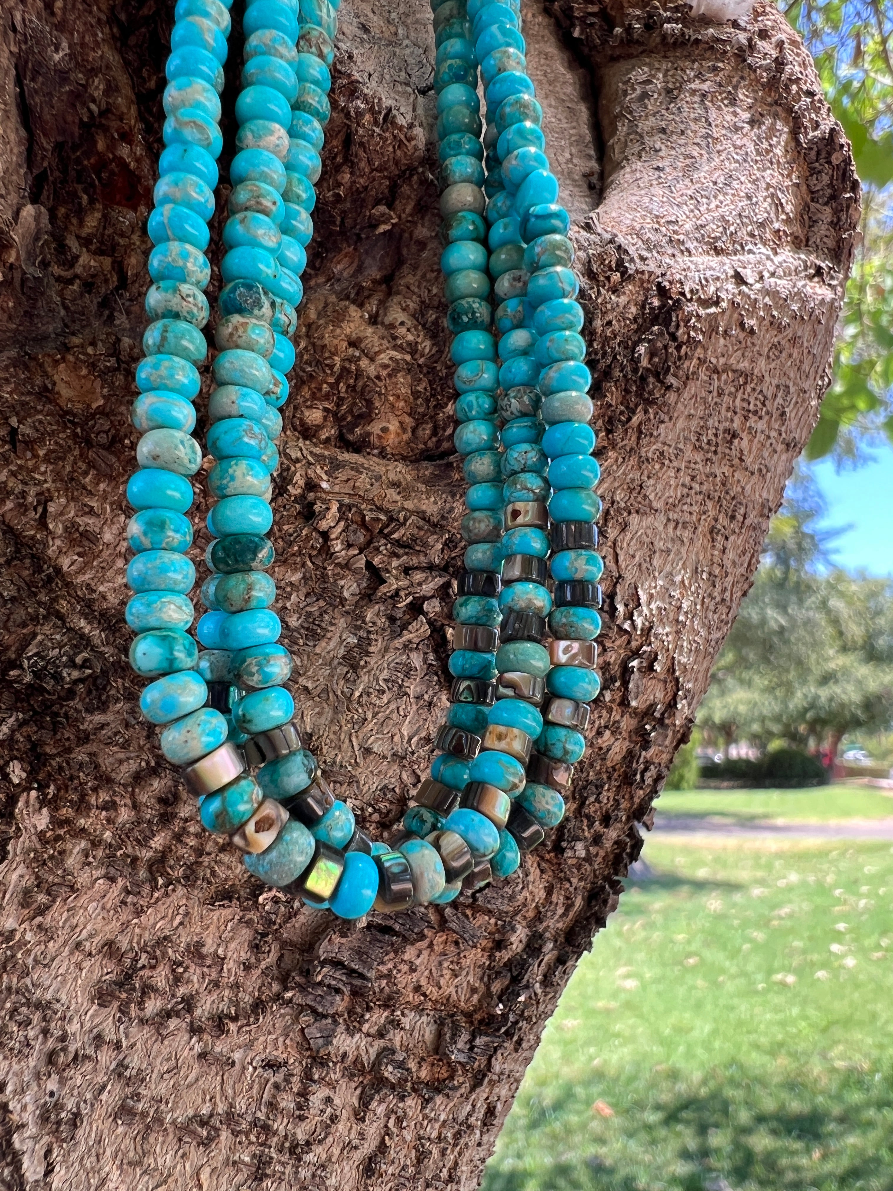 Turquoise and Abalone Shell Necklace Santo Domingo
