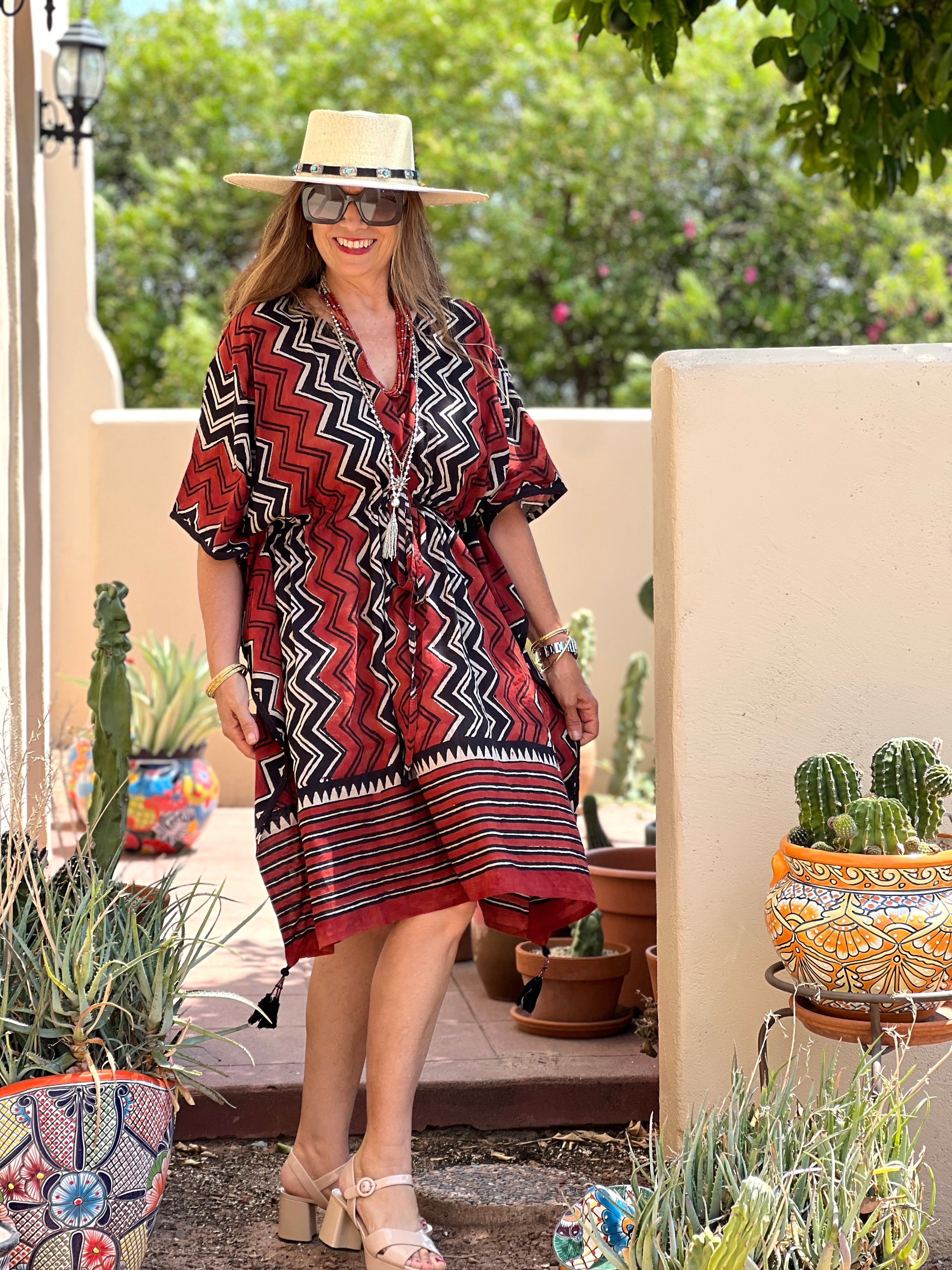 Darjeeling Midi Kaftan Dress Natural Dyes