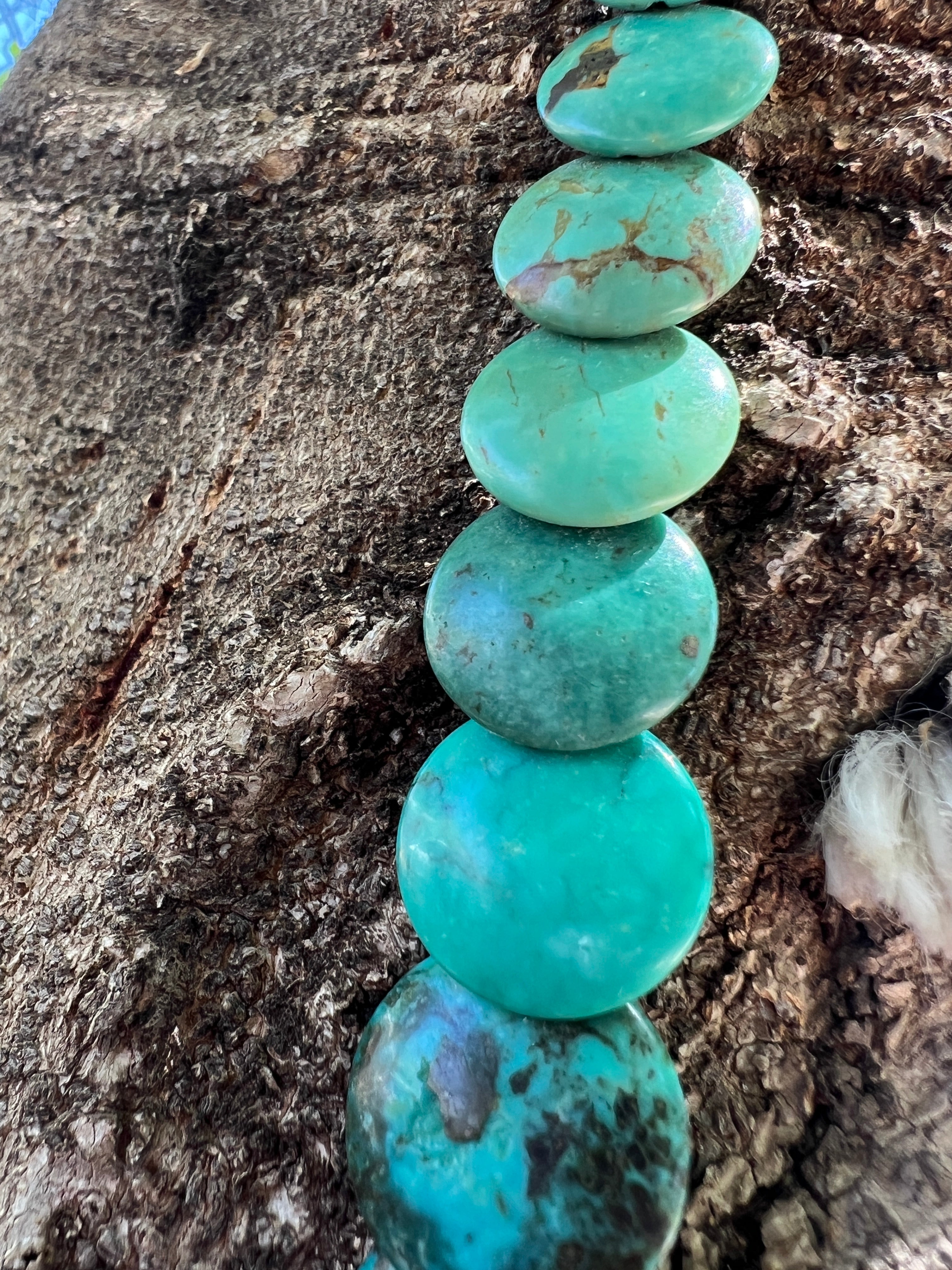 Rare Royston Turquoise Disc Necklace Santo Domingo