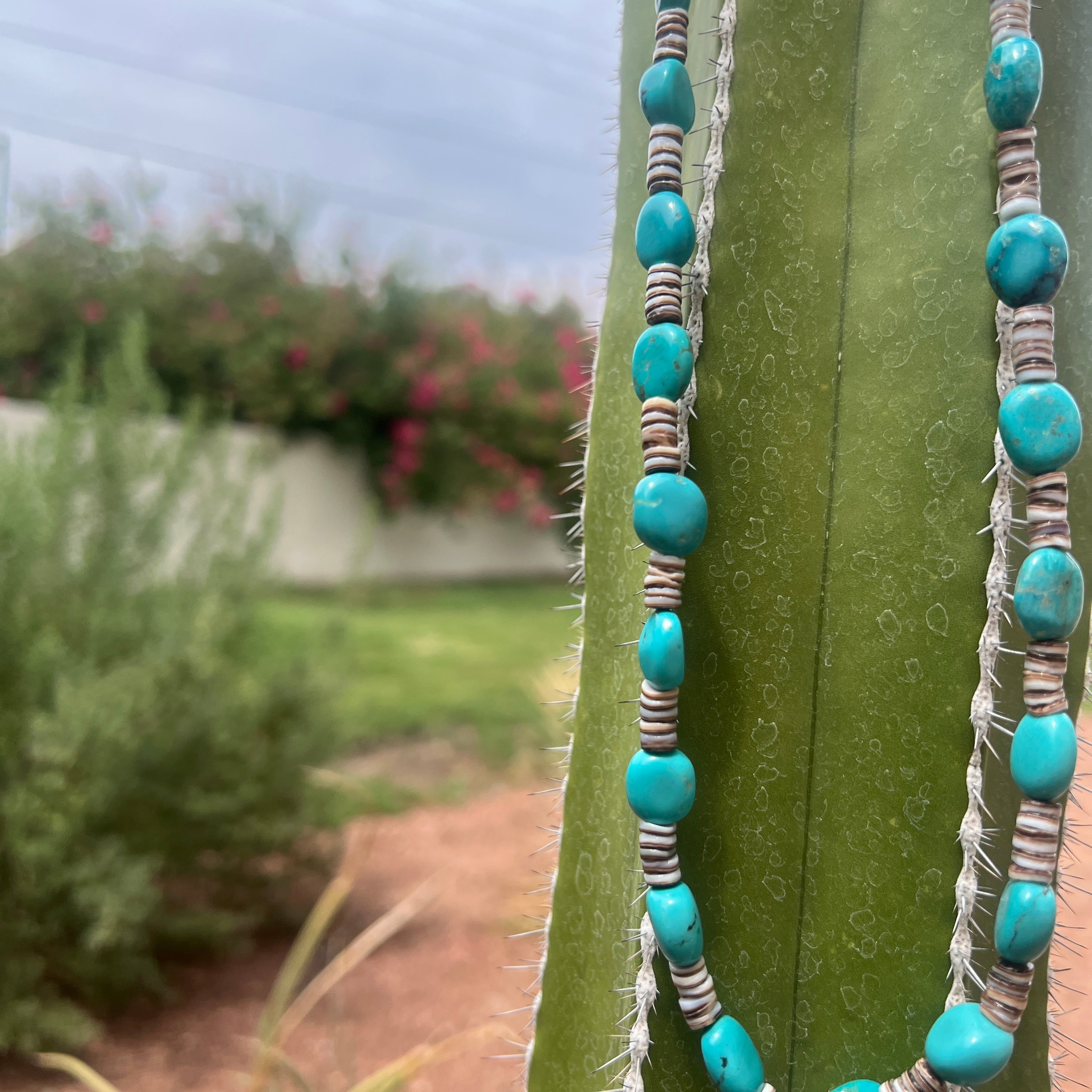 Rare Sleeping Beauty Turquoise and Heishi Santo Domingo Necklace