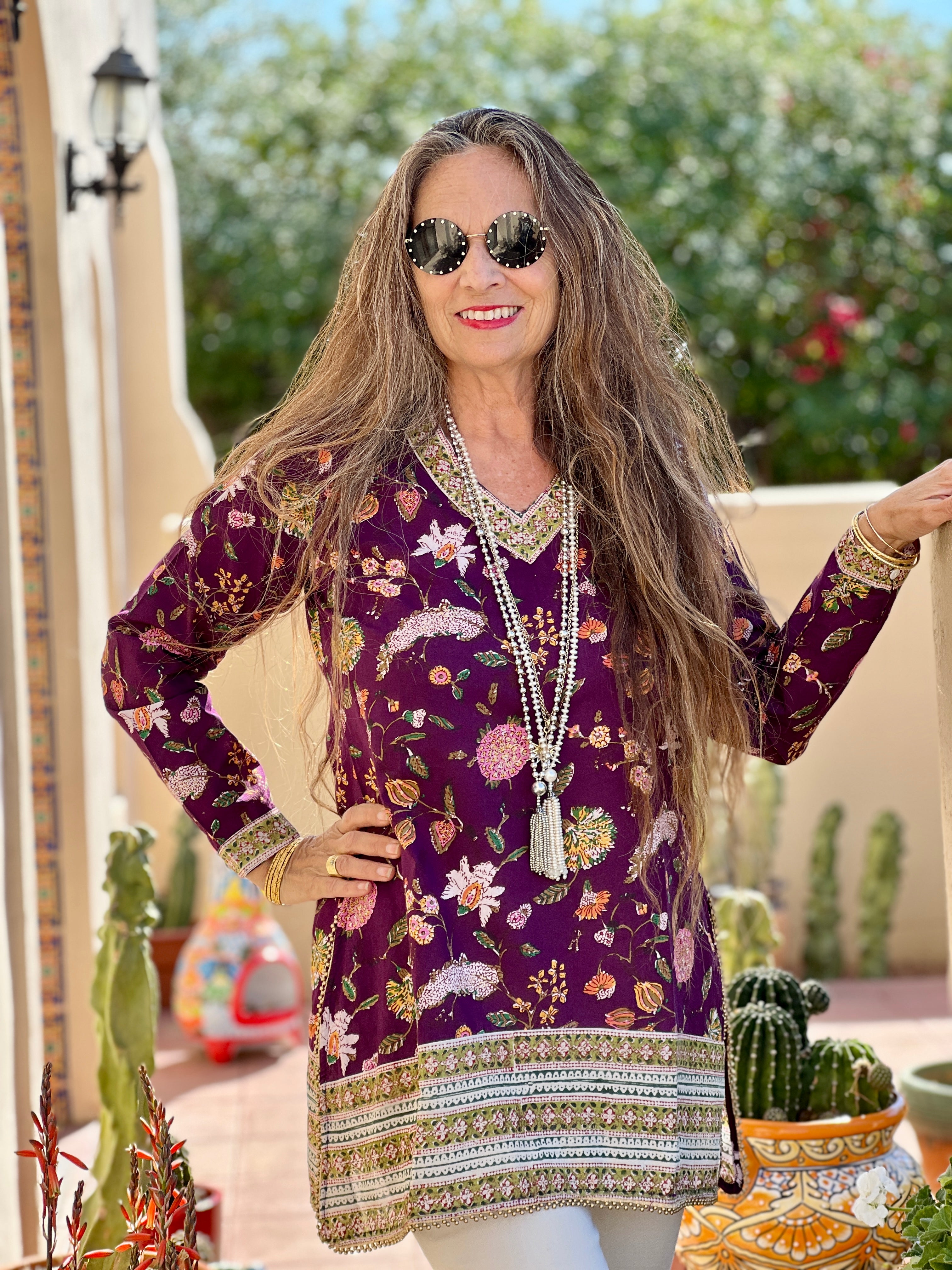 Alex Plum Floral Cotton Tunic Exchange or Store Credit