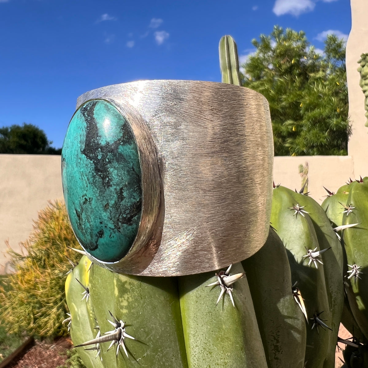 Tibetan Turquoise Hammered Silver Cuff