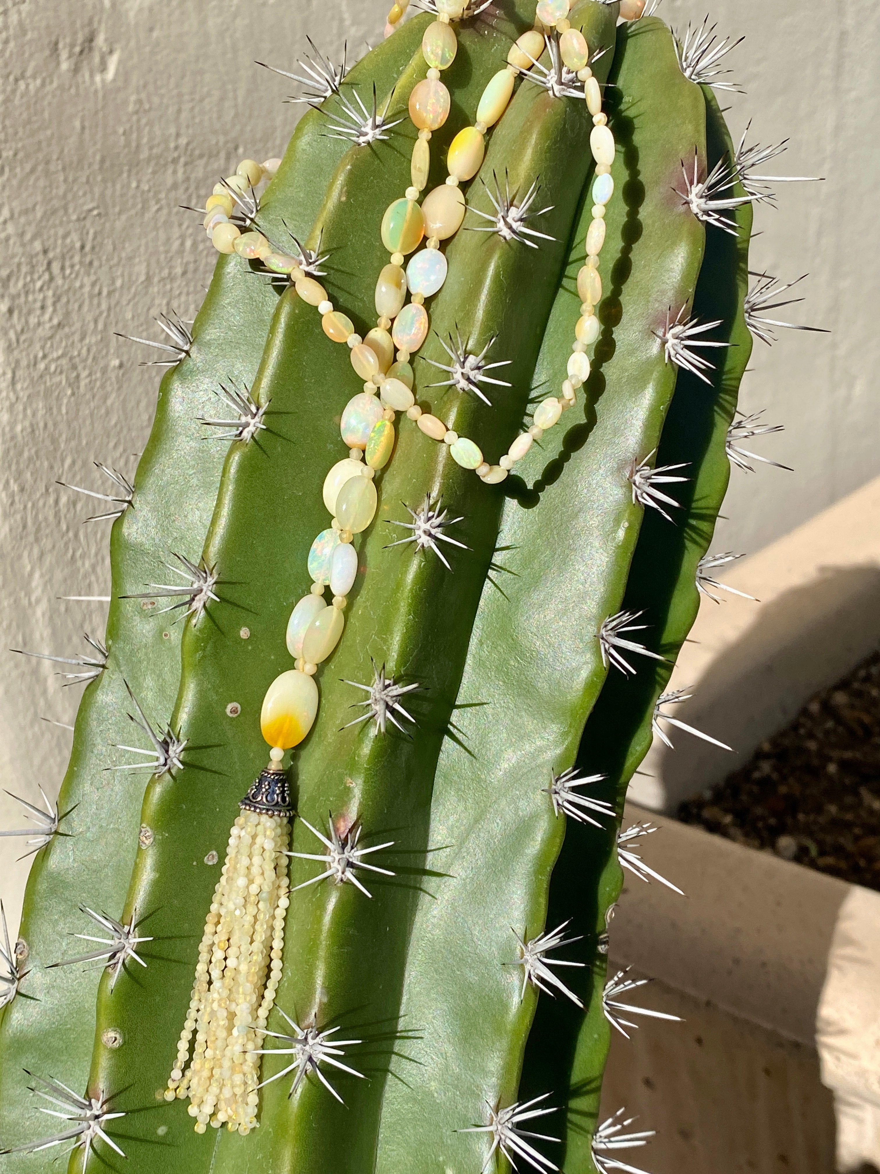 Rare Ethiopian Opal Oval Mala Necklace One of a Kind