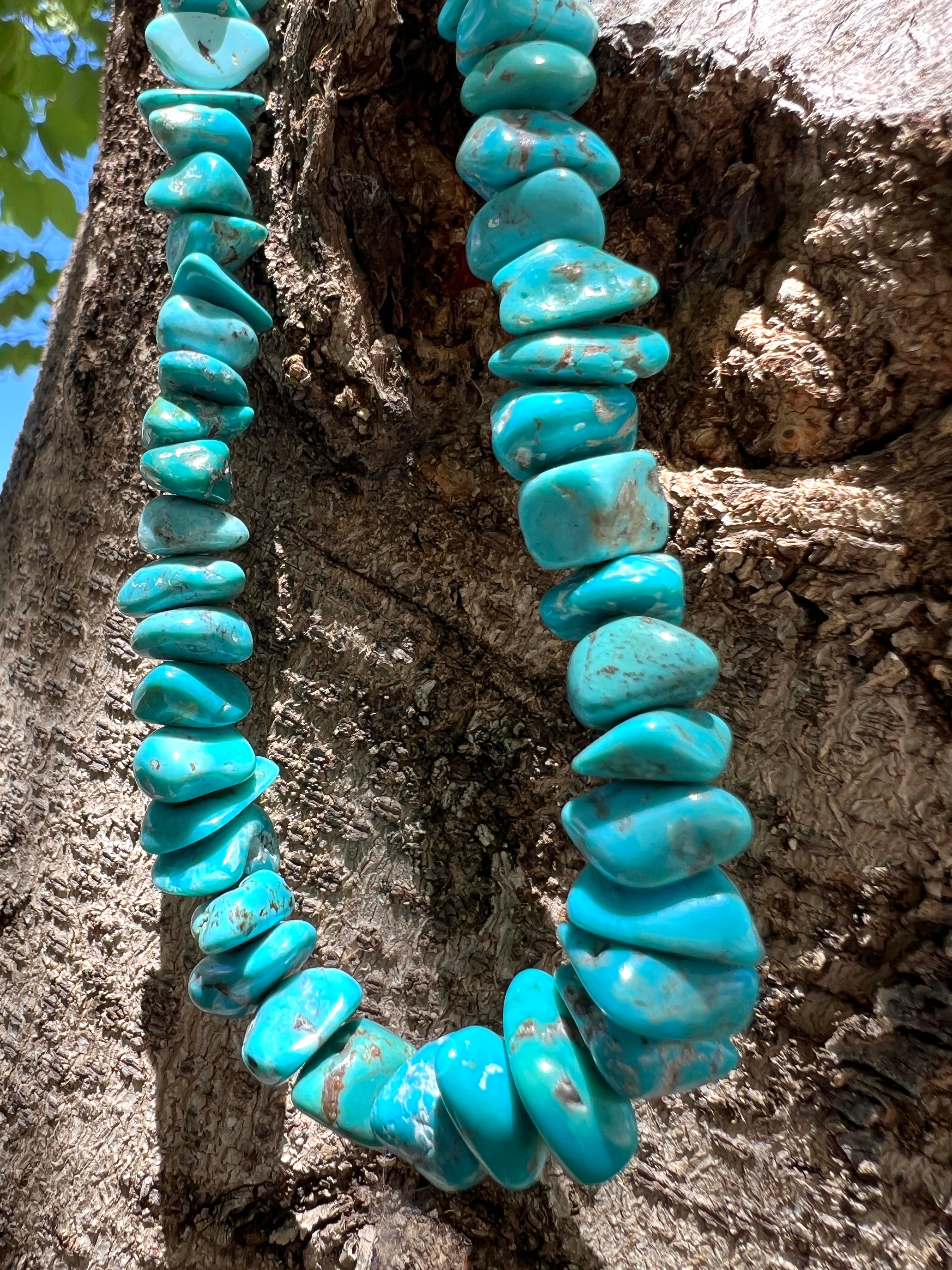 Vintage Sleeping Beauty Turquoise Nugget Necklace Santo Domingo