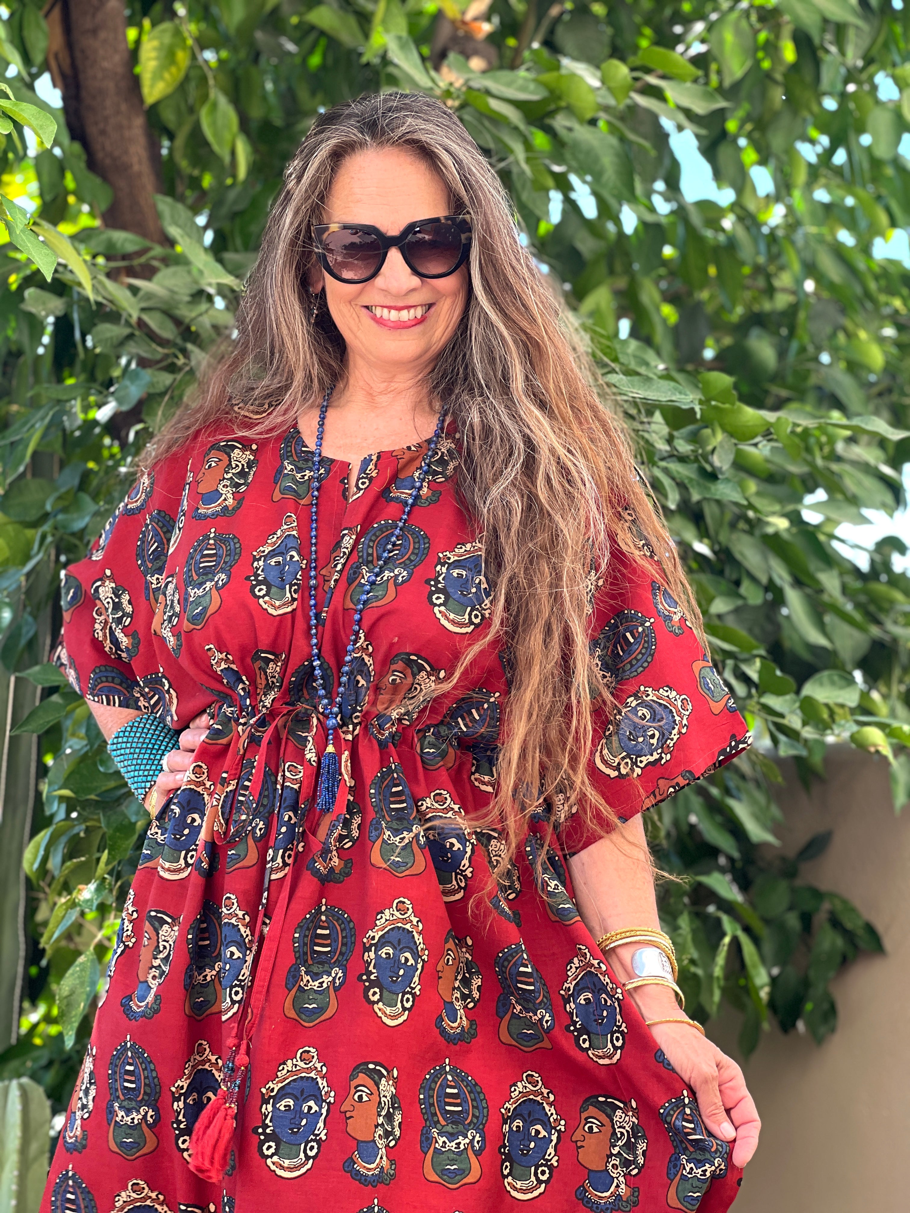Red Goddess Ammavari Maxi Kaftan Dress